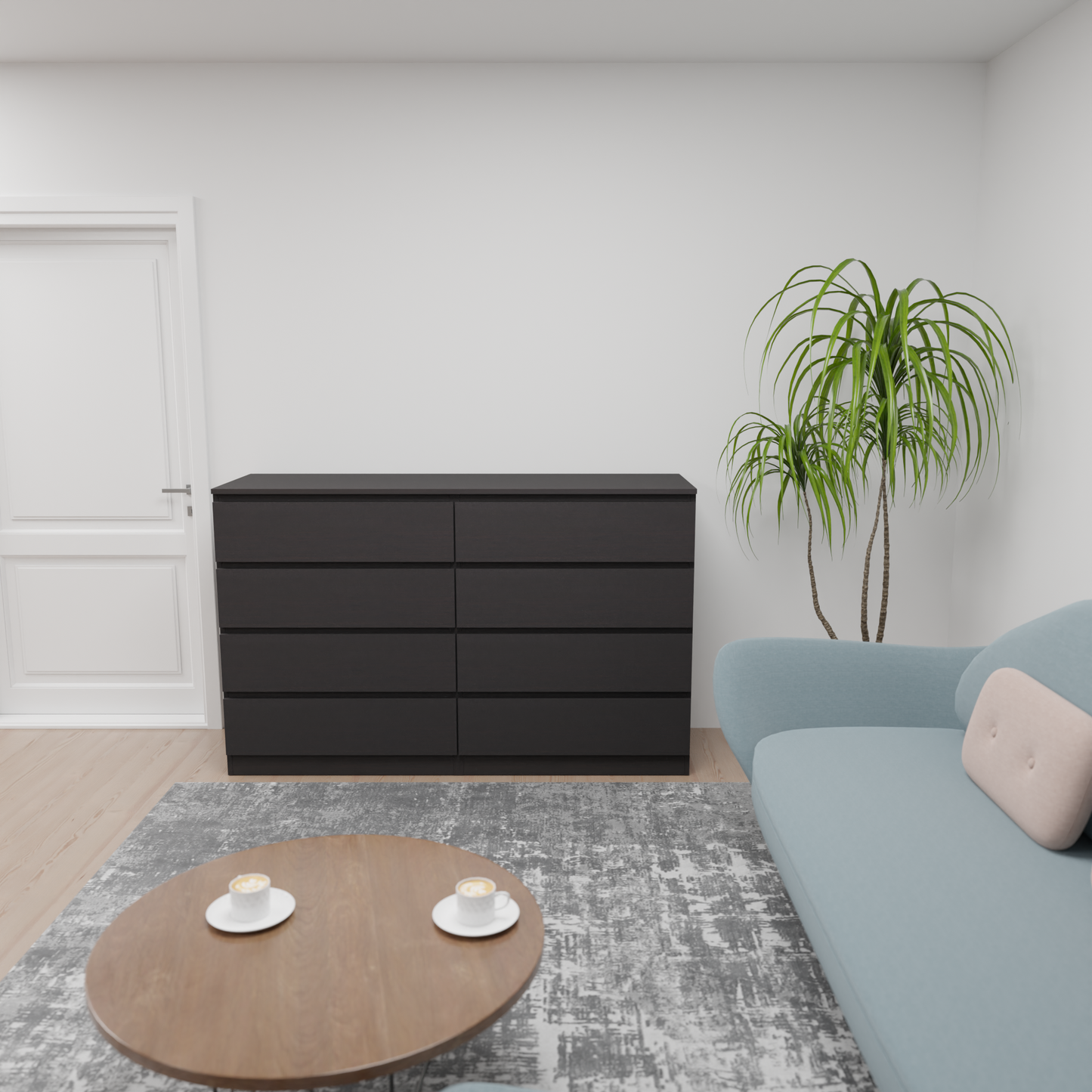 PARA | Chest of 8 Drawer, Frosty white, Dark Wenge and Brussel Walnut | Suede Finish Drawer Units VIKI FURNITURE