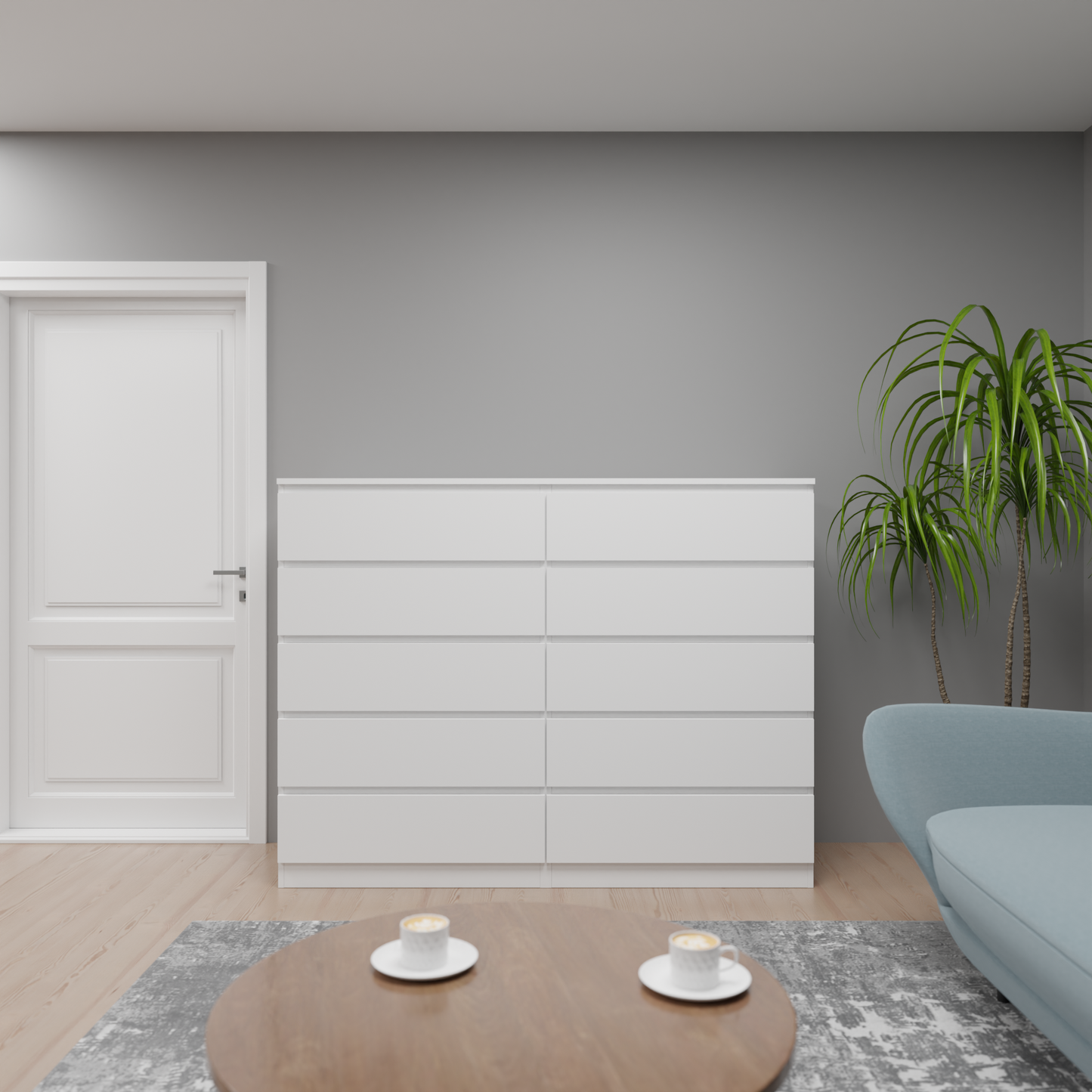 PARA | Chest of 10 Drawer, Frosty white, Dark Wenge and Brussel Walnut | Suede Finish VIKI FURNITURE