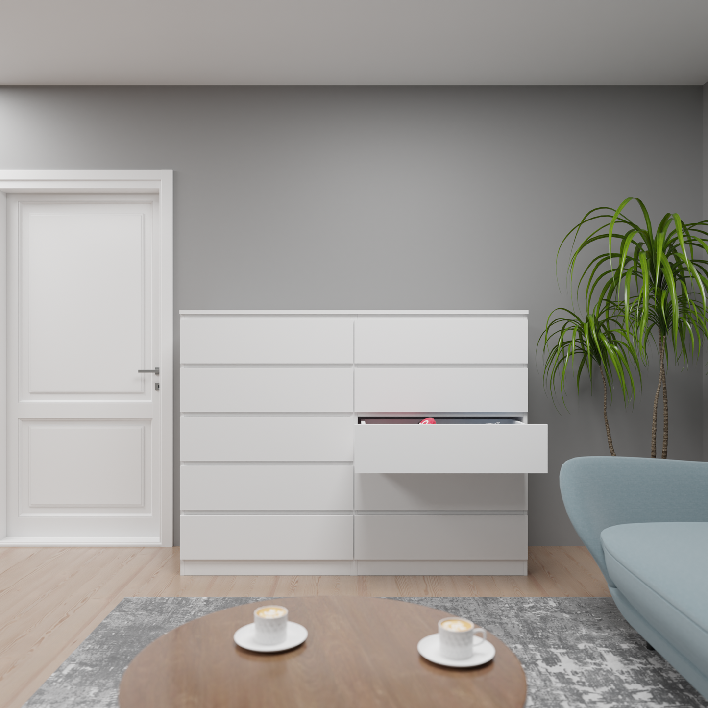 PARA | Chest of 10 Drawer, Frosty white, Dark Wenge and Brussel Walnut | Suede Finish VIKI FURNITURE
