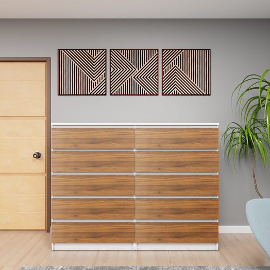 PARA | Chest of 10 Drawer, Frosty white, Brussel Walnut | Suede Finish Drawer Units VIKI FURNITURE