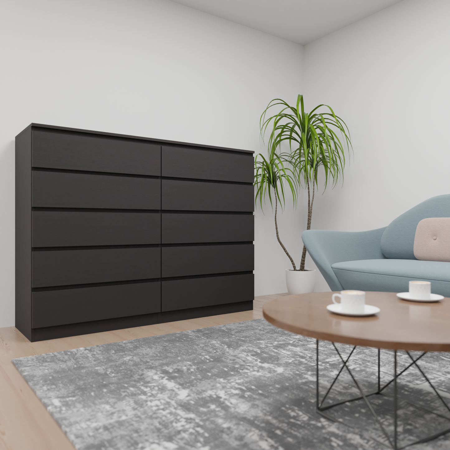 PARA | Chest of 10 Drawer, Frosty white, Dark Wenge and Brussel Walnut | Suede Finish VIKI FURNITURE