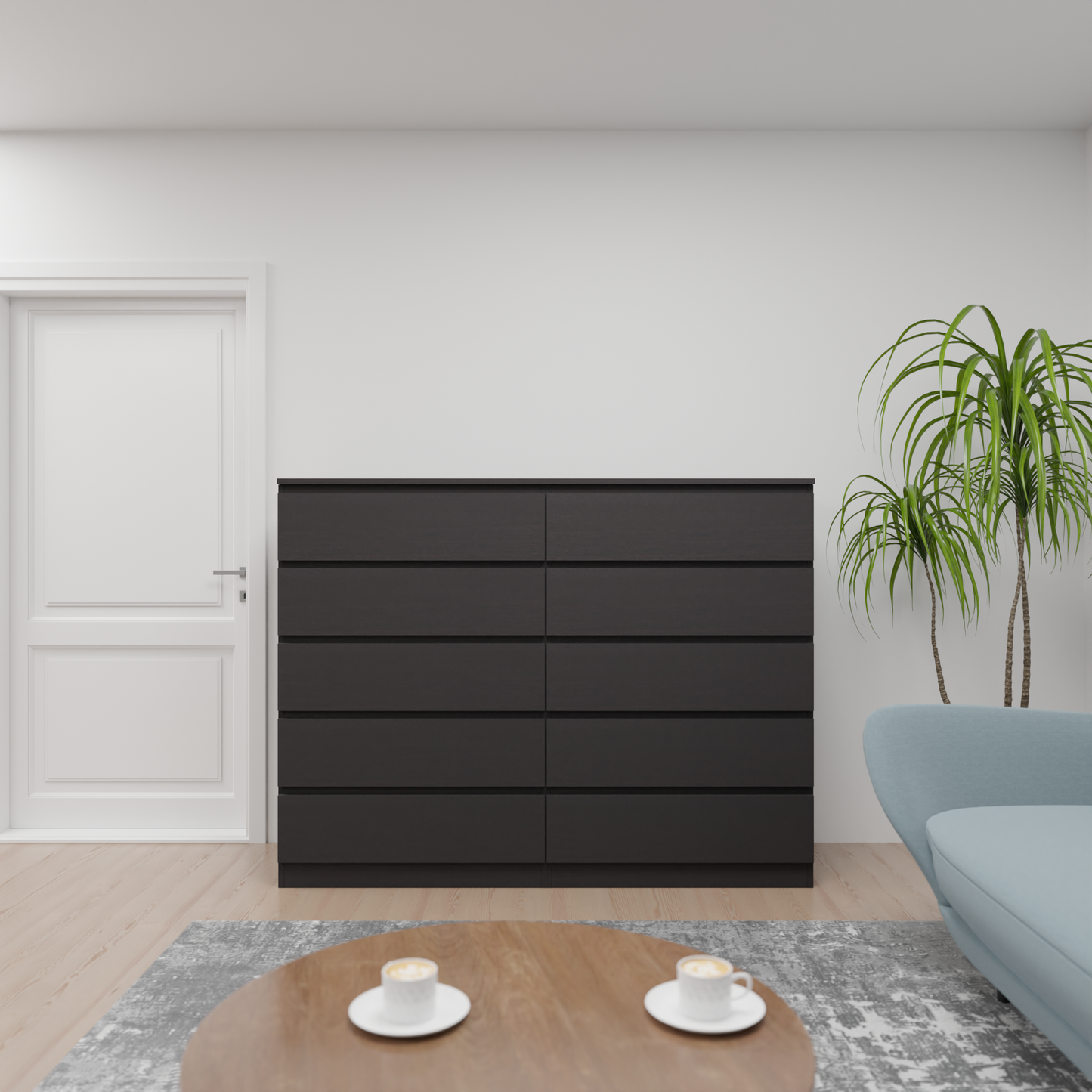 PARA | Chest of 10 Drawer, Frosty white, Dark Wenge and Brussel Walnut | Suede Finish VIKI FURNITURE
