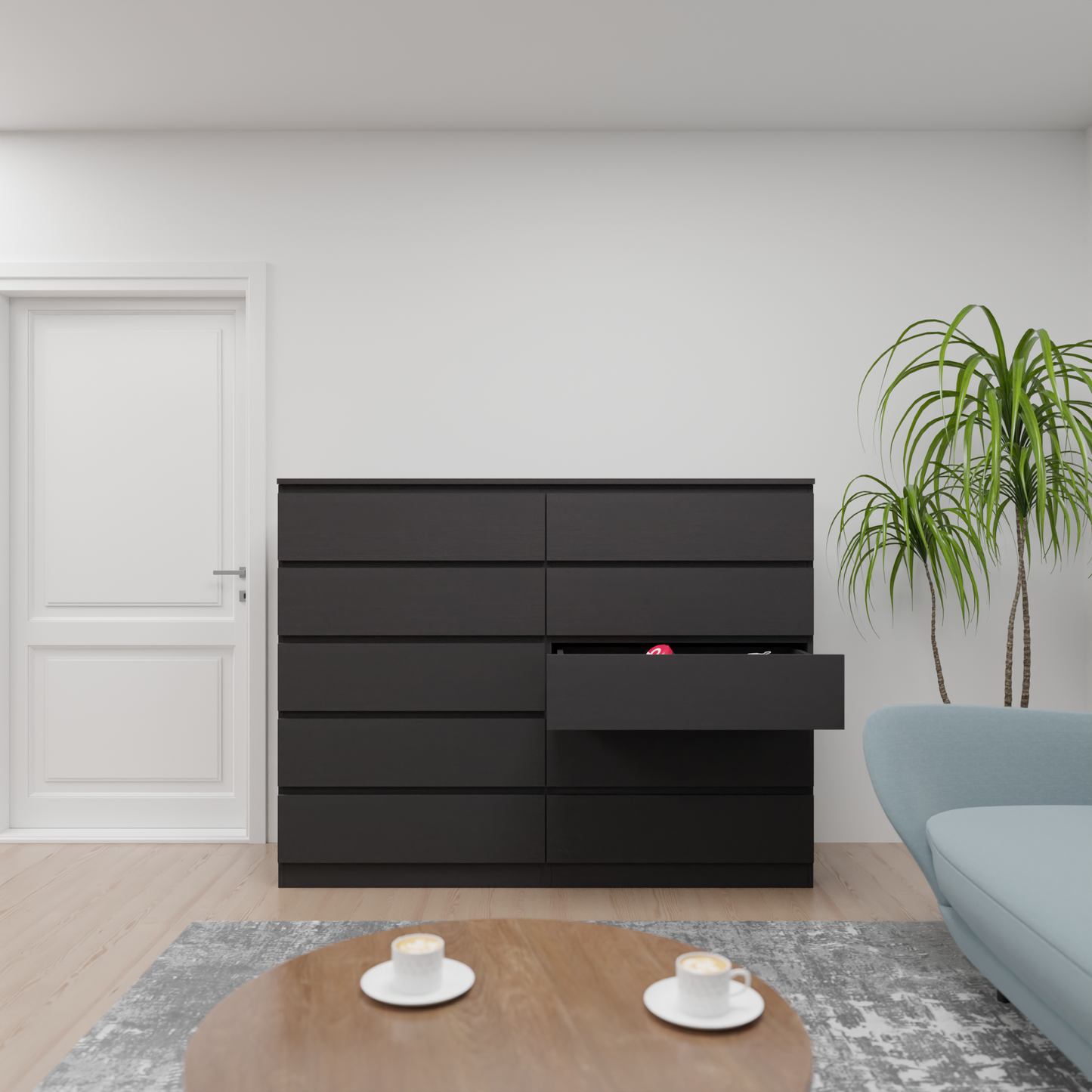 PARA | Chest of 10 Drawer, Frosty white, Dark Wenge and Brussel Walnut | Suede Finish VIKI FURNITURE
