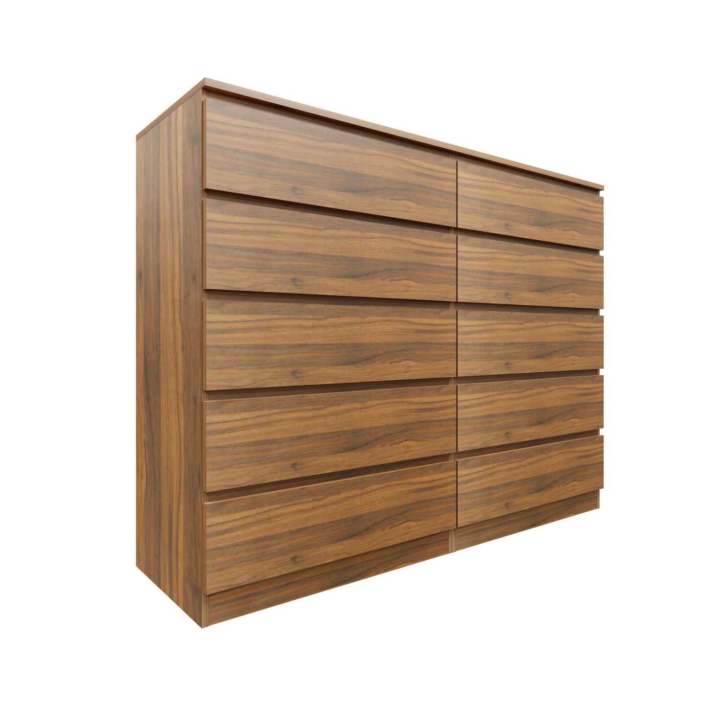 PARA | Chest of 10 Drawer, Frosty white, Dark Wenge and Brussel Walnut | Suede Finish VIKI FURNITURE Brussel Walnut