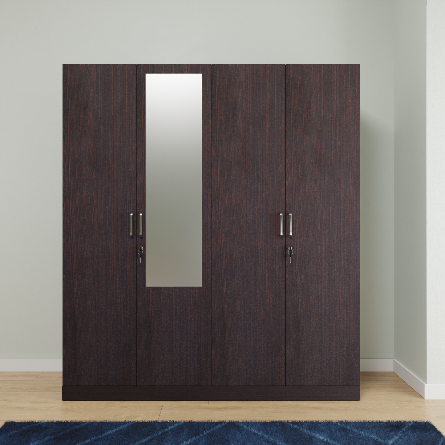 AVIRA |Wardrobe with Mirror, Hinged | 4 Door, 2 Inside Drawer Wardrobes VIKI FURNITURE