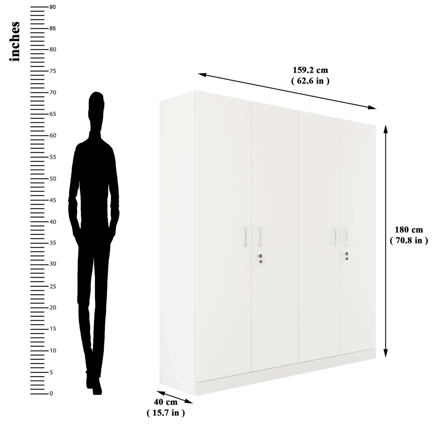 AVIRA |Wardrobe, Hinged | 4 Door, Shelf, Hanging Space Wardrobes VIKI FURNITURE