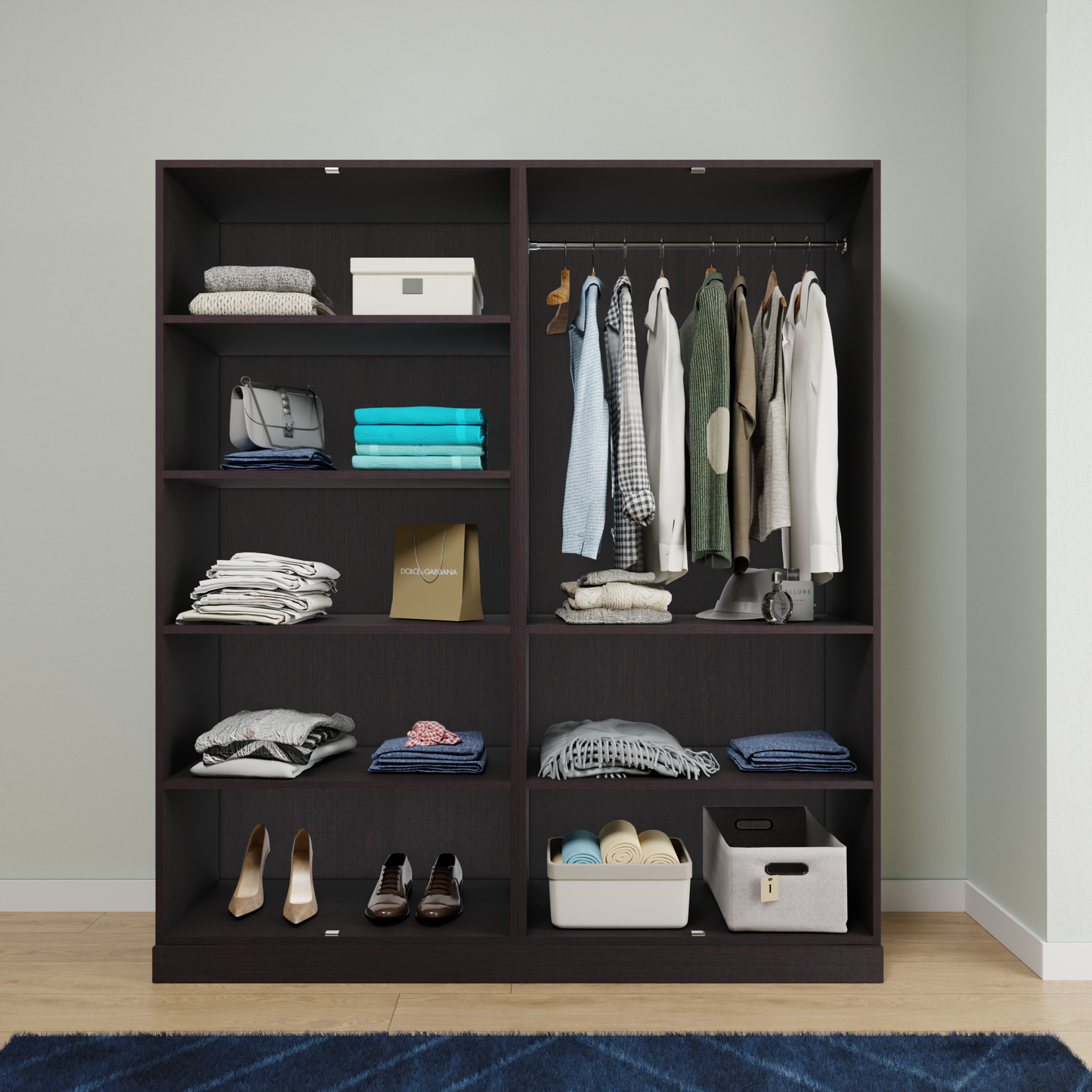 AVIRA |Wardrobe, Hinged | 4 Door, Shelf, Hanging Space Wardrobes VIKI FURNITURE