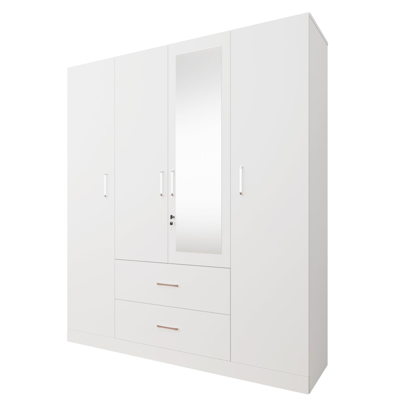 AVIRA |Wardrobe with Mirror, Hinged | 4 Door, 2 Drawer Wardrobes VIKI FURNITURE   