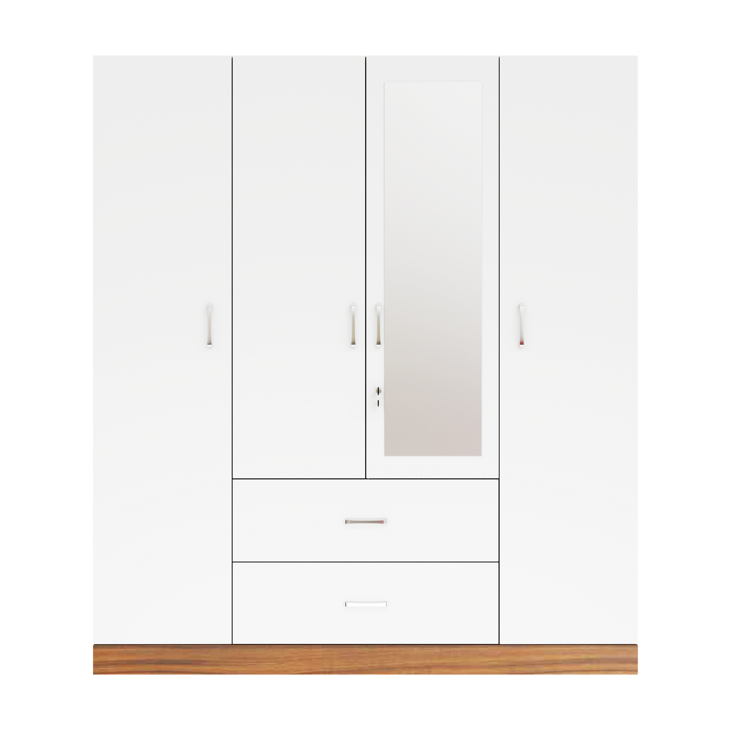 AVIRA |Wardrobe with Mirror, Hinged | 4 Door, 2 Drawer & Dual Color Wardrobes VIKI FURNITURE