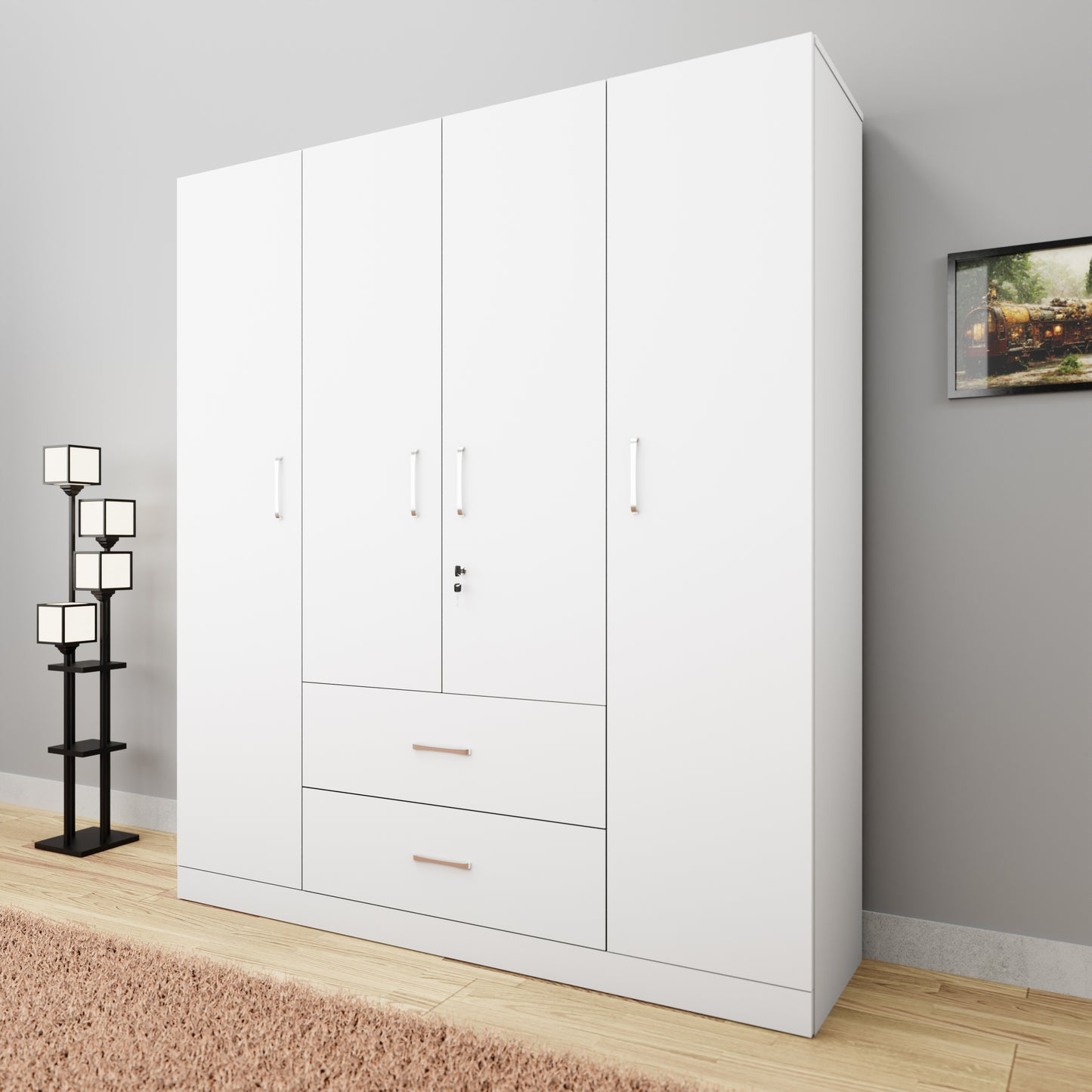 AVIRA |Wardrobe, Hinged | 4 Door, 2 Drawer Wardrobes VIKI FURNITURE   