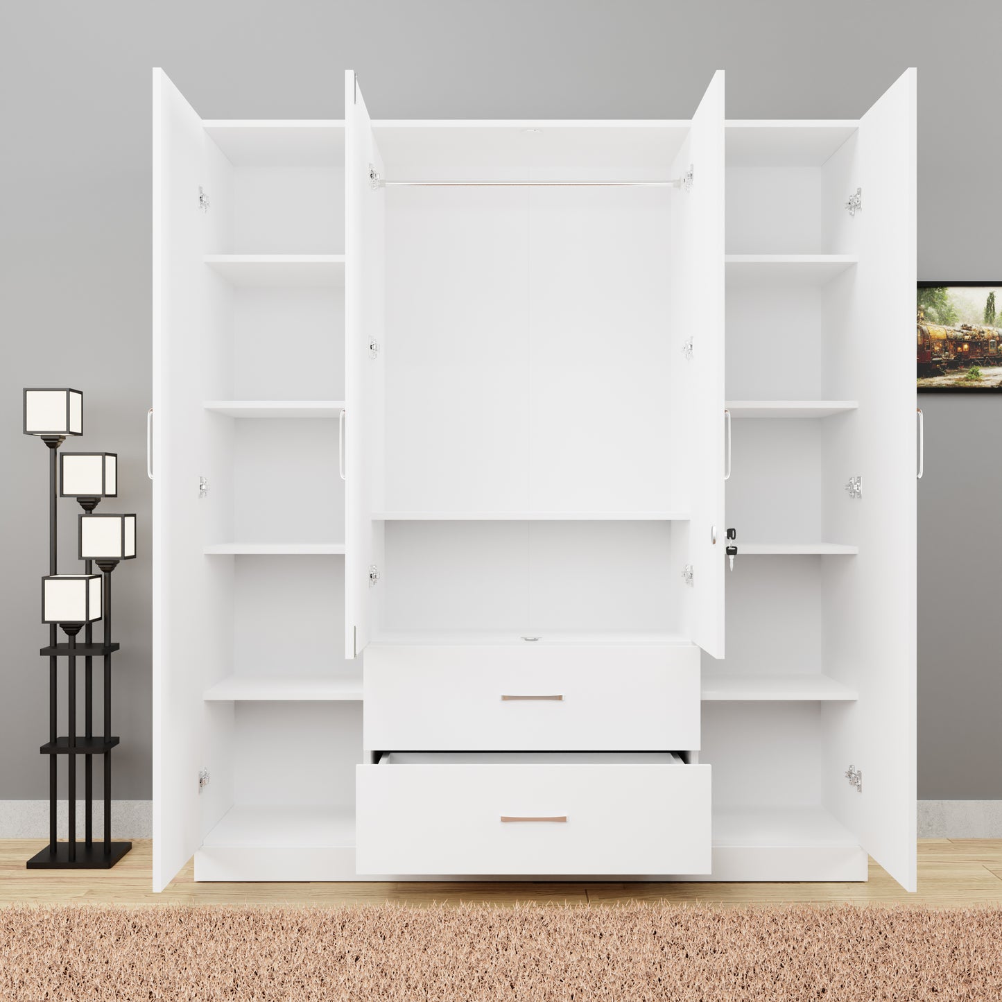 AVIRA |Wardrobe, Hinged | 4 Door, 2 Drawer Wardrobes VIKI FURNITURE