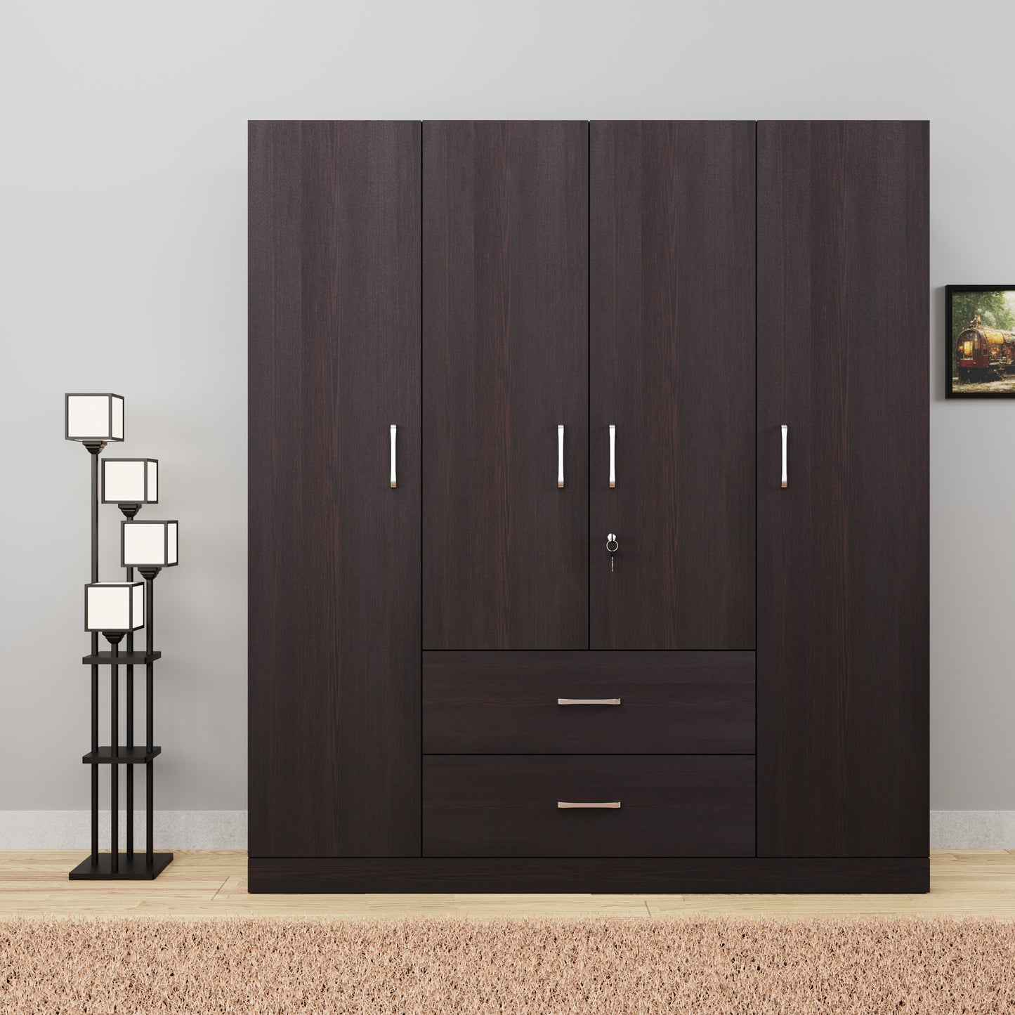 AVIRA |Wardrobe, Hinged | 4 Door, 2 Drawer Wardrobes VIKI FURNITURE Dark Wenge