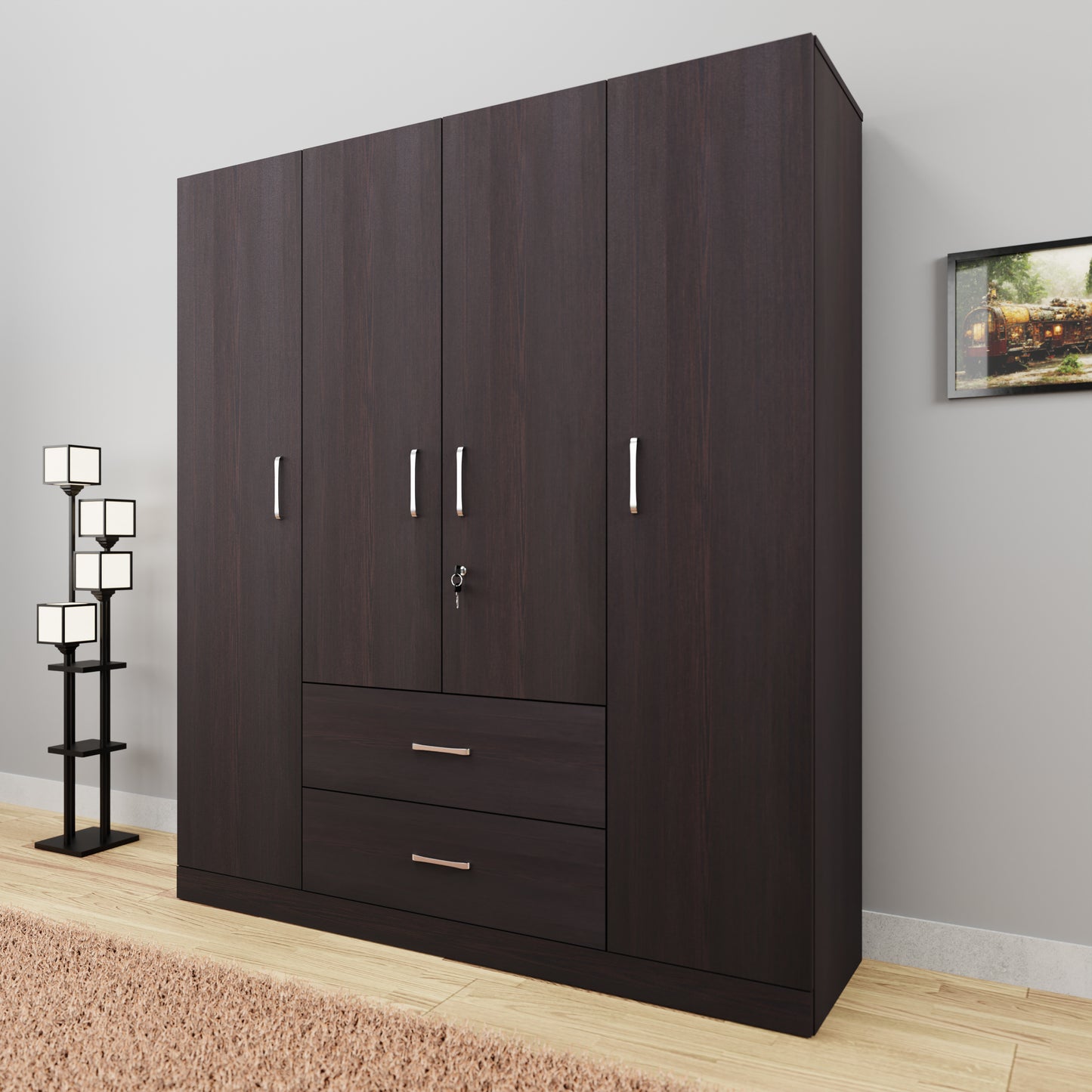 AVIRA |Wardrobe, Hinged | 4 Door, 2 Drawer Wardrobes VIKI FURNITURE   