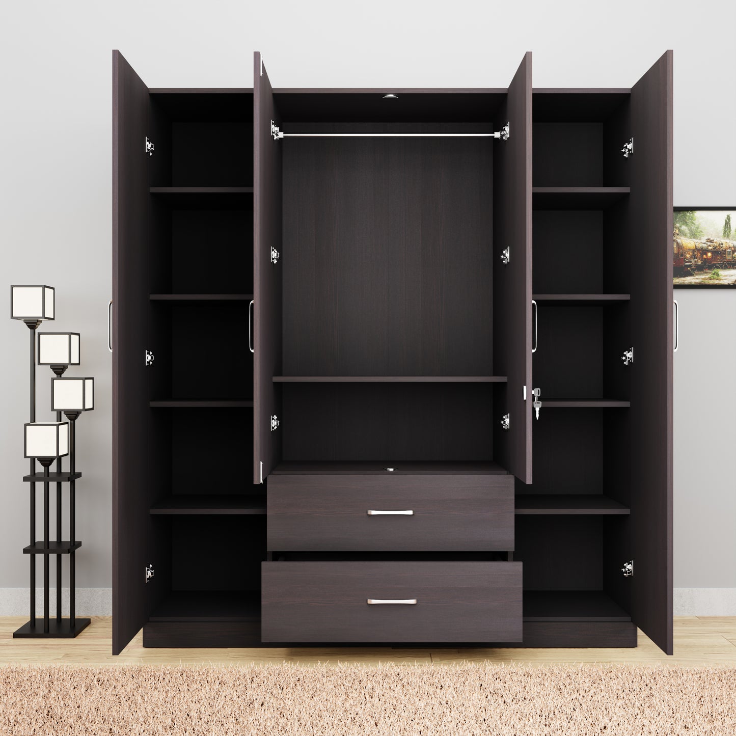 AVIRA |Wardrobe, Hinged | 4 Door, 2 Drawer Wardrobes VIKI FURNITURE   