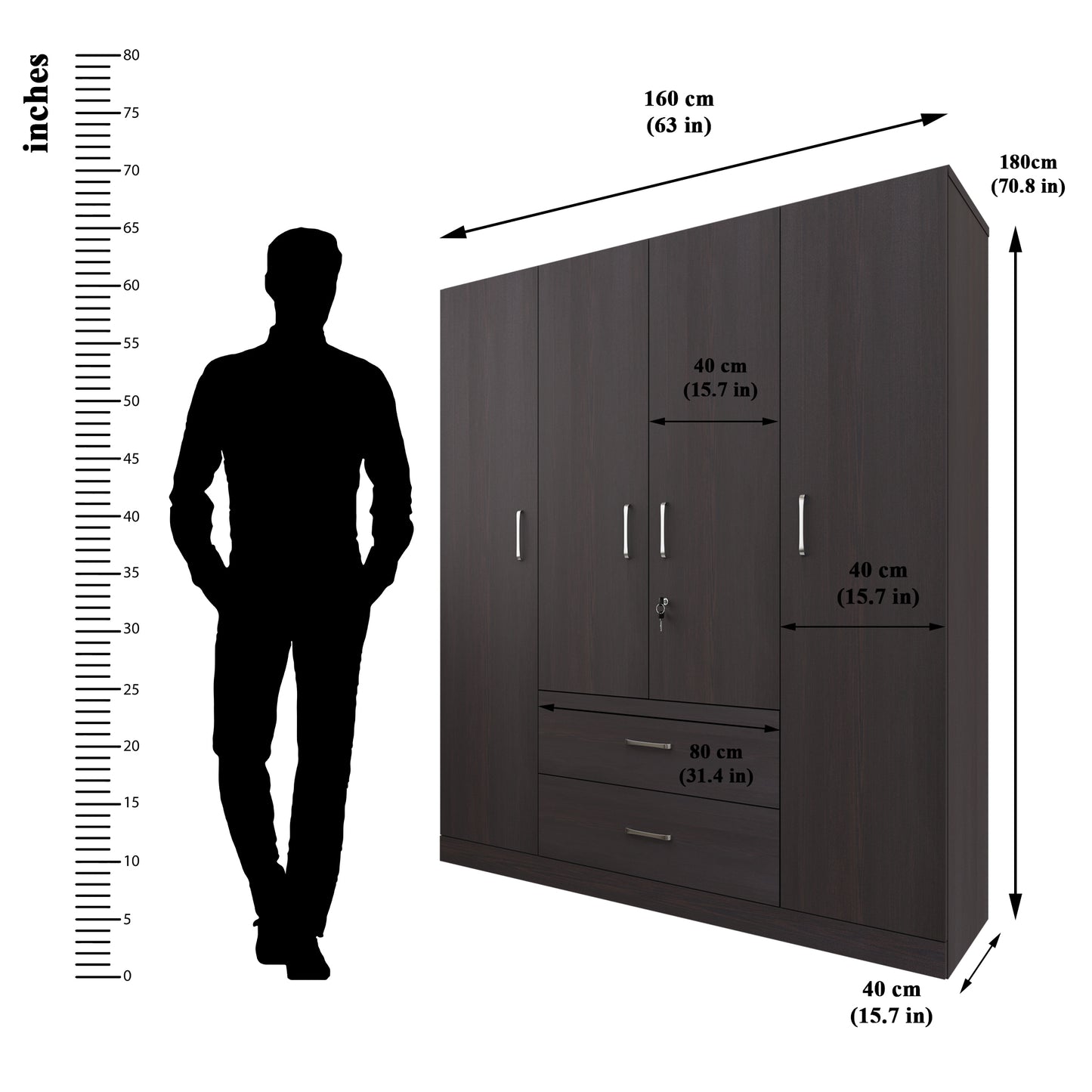 AVIRA |Wardrobe, Hinged | 4 Door, 2 Drawer Wardrobes VIKI FURNITURE
