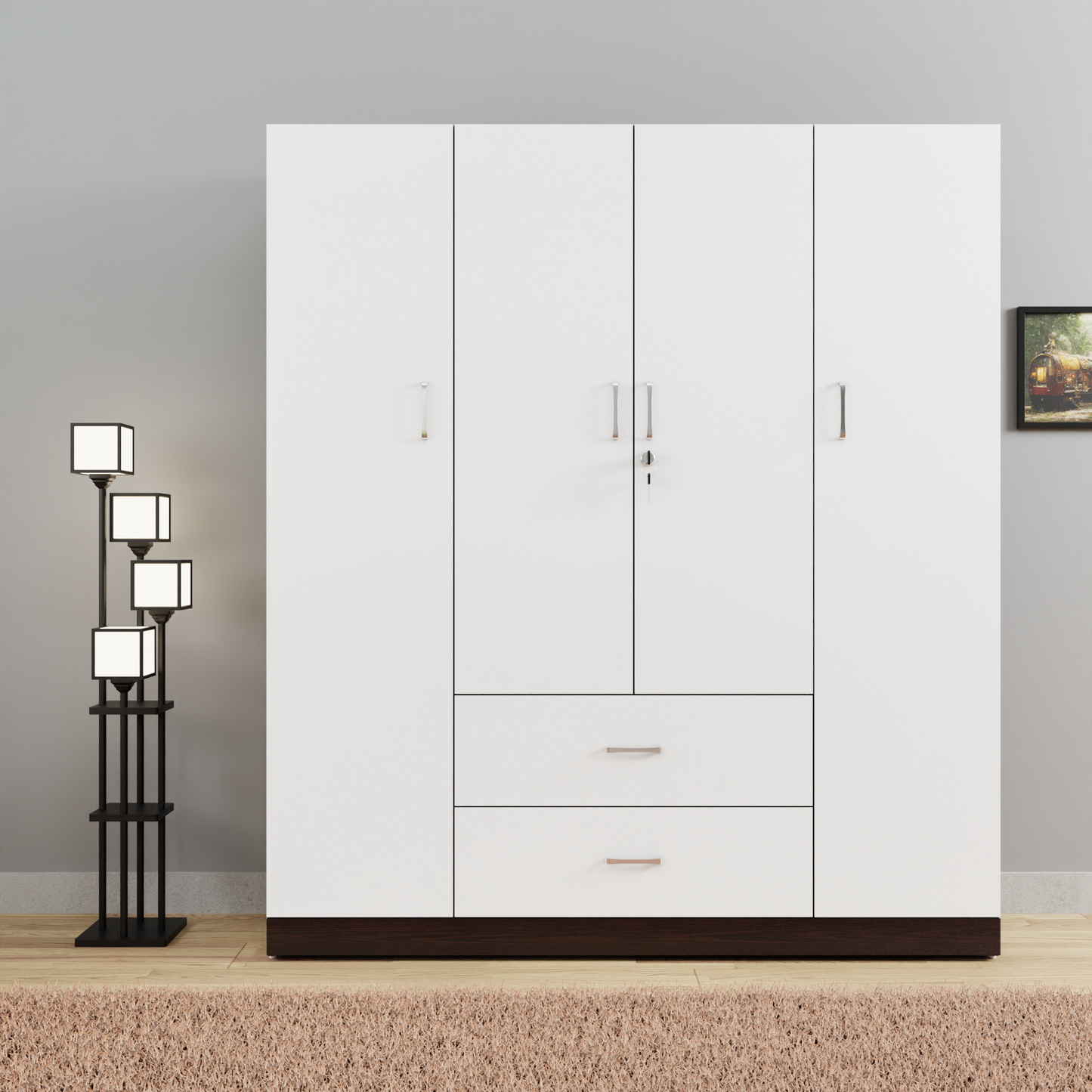 AVIRA |Wardrobe, Hinged | 4 Door, 2 Drawer & Dual Color Wardrobes VIKI FURNITURE   