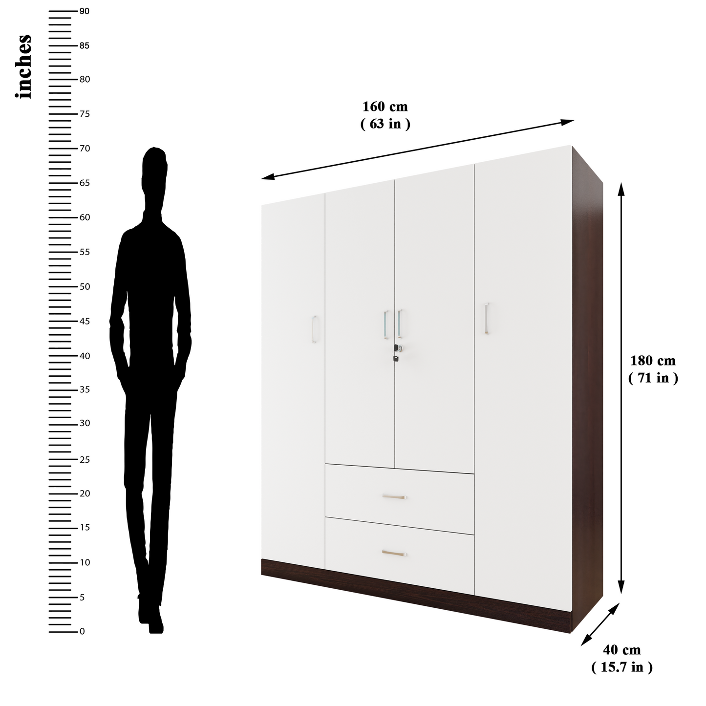 AVIRA |Wardrobe, Hinged | 4 Door, 2 Drawer & Dual Color Wardrobes VIKI FURNITURE   