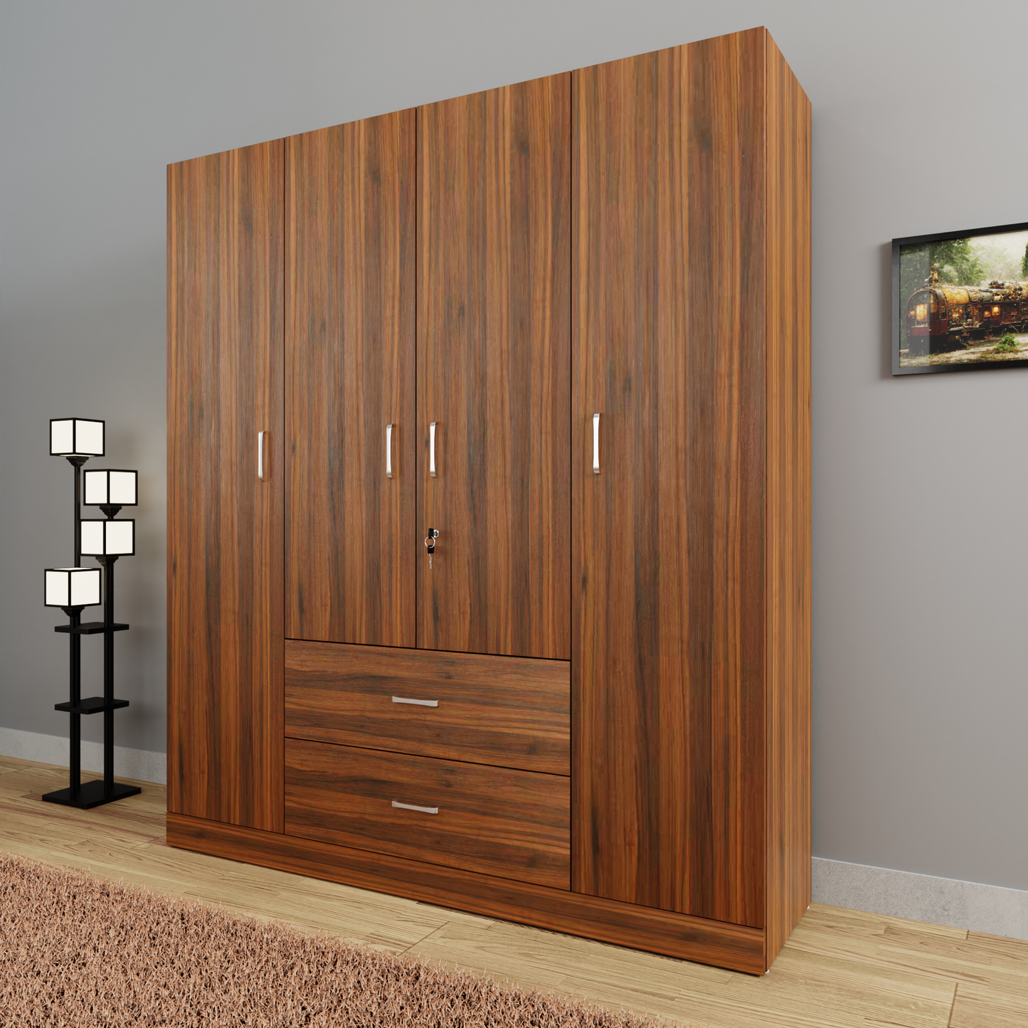 AVIRA |Wardrobe, Hinged | 4 Door, 2 Drawer Wardrobes VIKI FURNITURE   