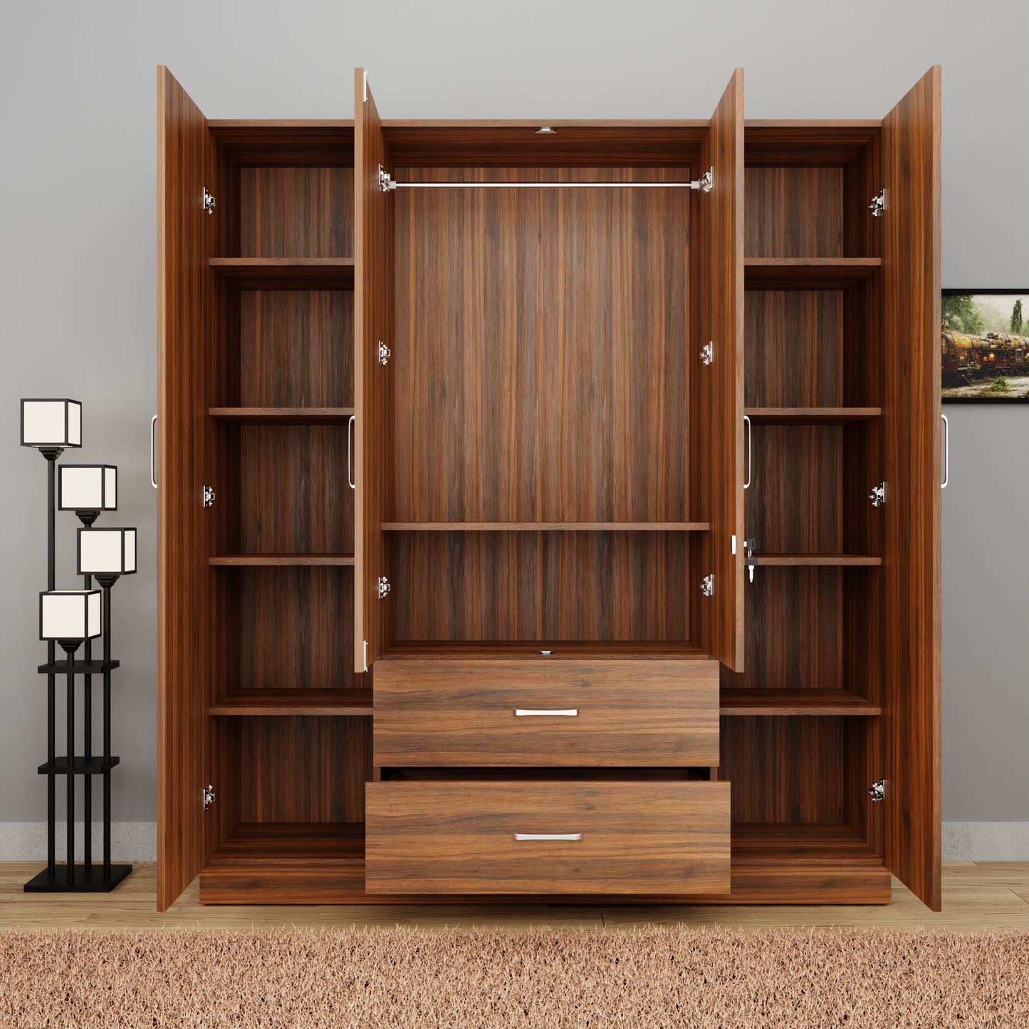 AVIRA |Wardrobe, Hinged | 4 Door, 2 Drawer Wardrobes VIKI FURNITURE