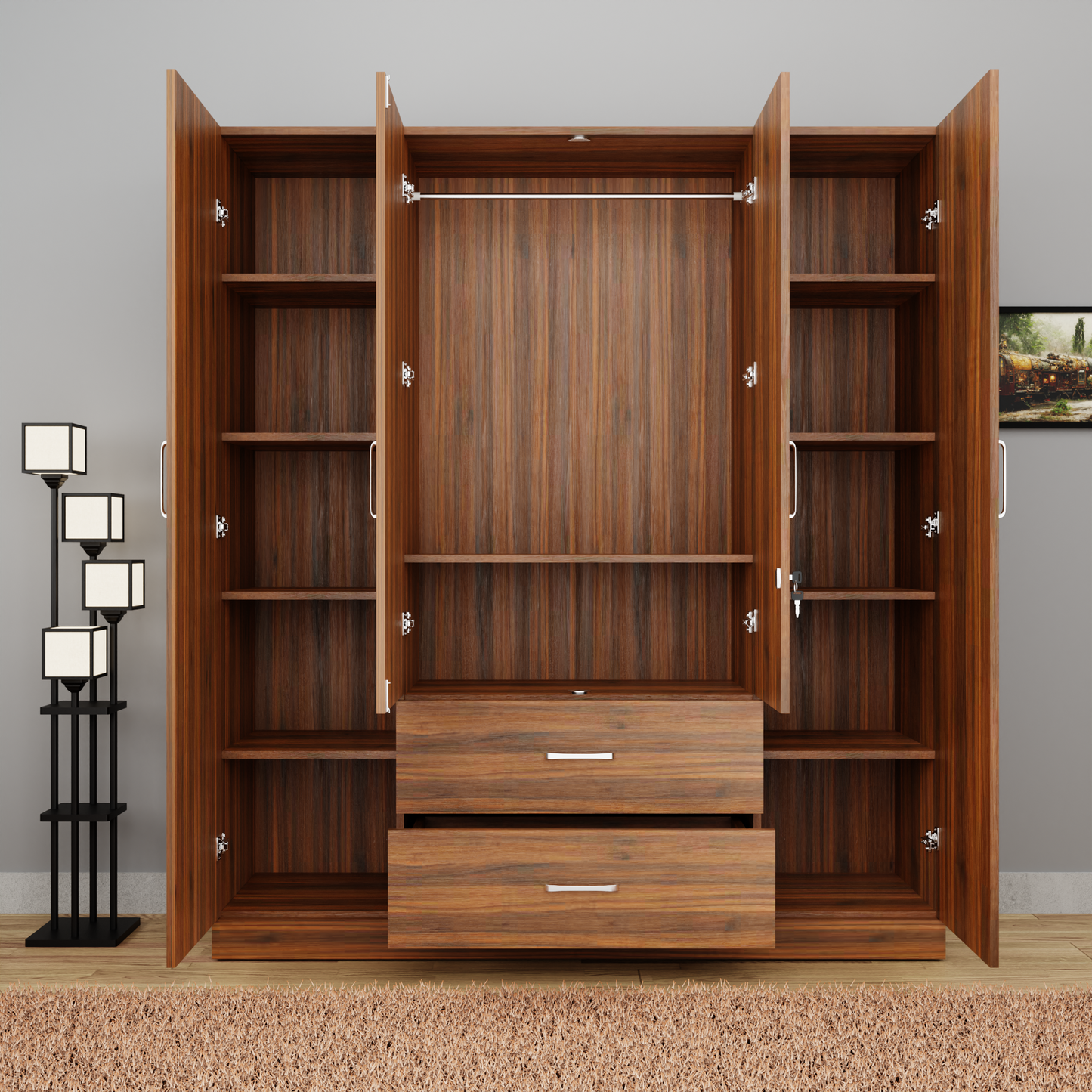 AVIRA |Wardrobe, Hinged | 4 Door, 2 Drawer Wardrobes VIKI FURNITURE   