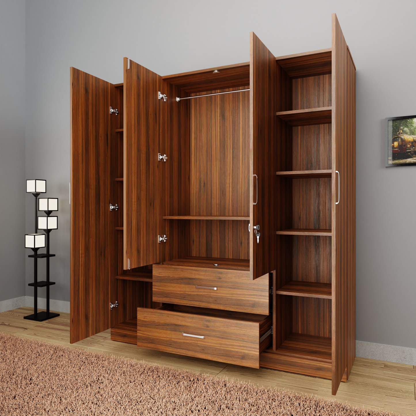 AVIRA |Wardrobe, Hinged | 4 Door, 2 Drawer Wardrobes VIKI FURNITURE