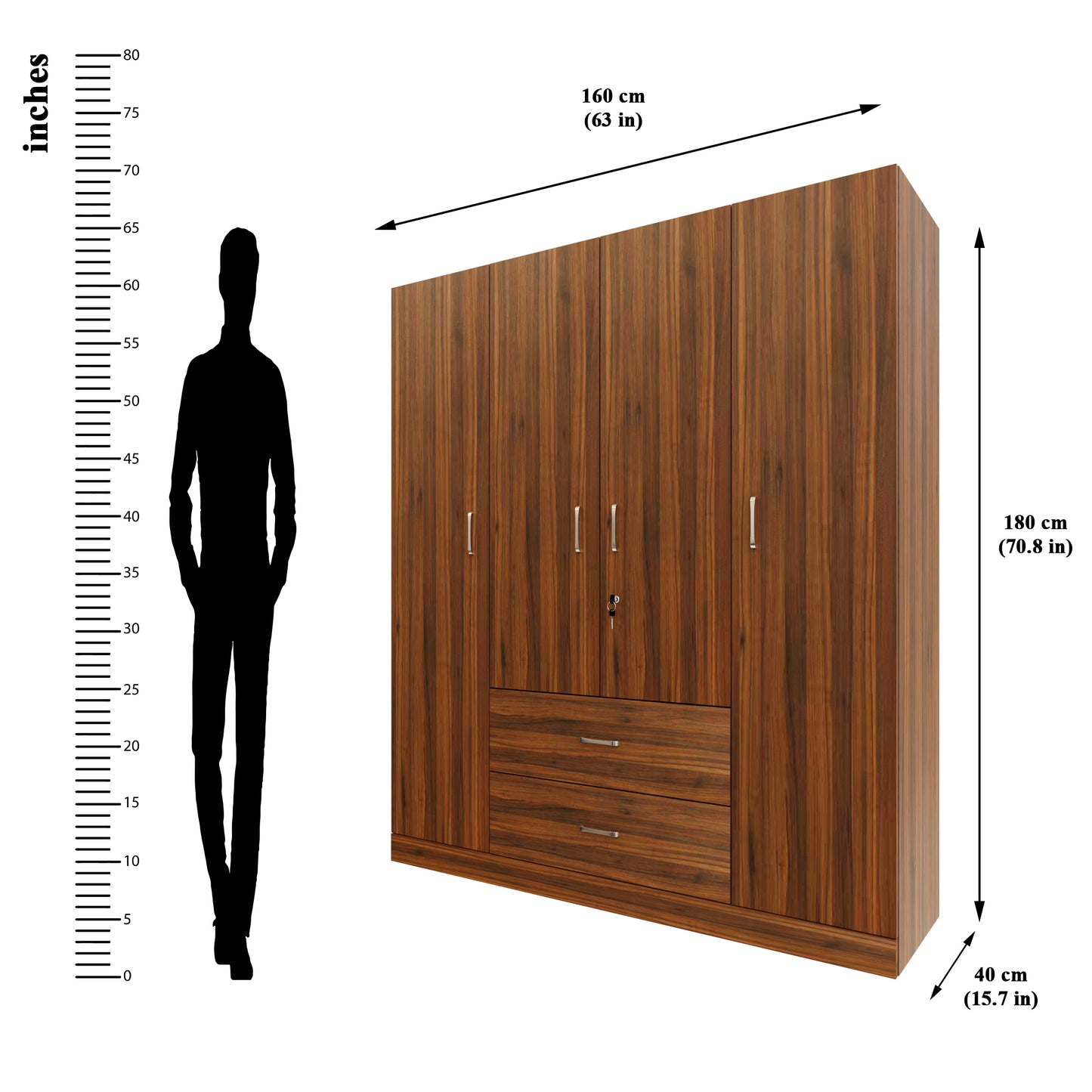 AVIRA |Wardrobe, Hinged | 4 Door, 2 Drawer Wardrobes VIKI FURNITURE   