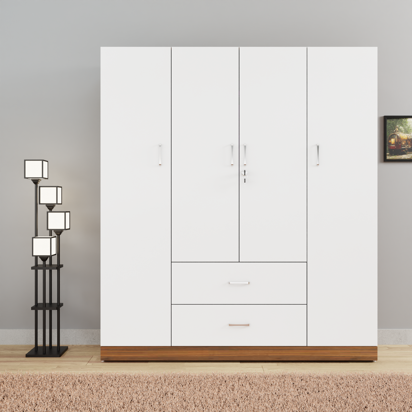 AVIRA |Wardrobe, Hinged | 4 Door, 2 Drawer & Dual Color Wardrobes VIKI FURNITURE   