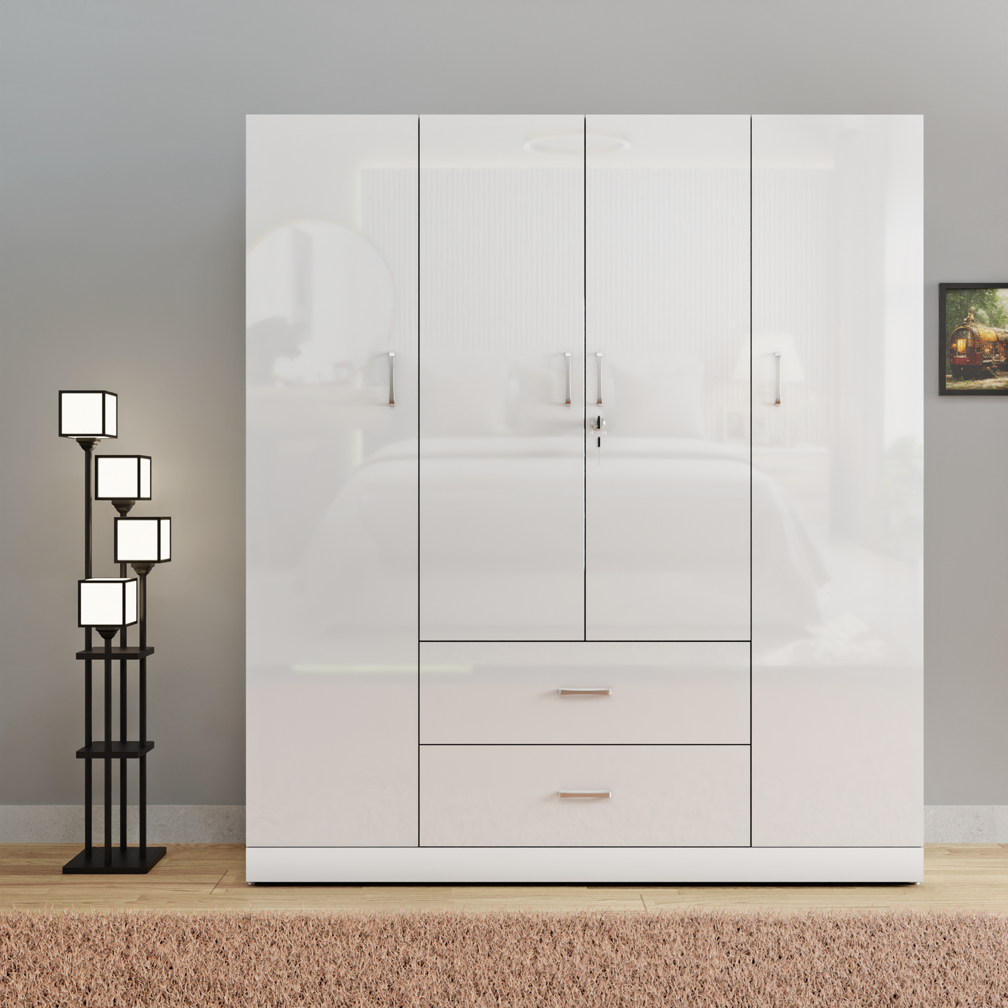 AVIRA |Wardrobe, Hinged | 4 Door, 2 Drawer