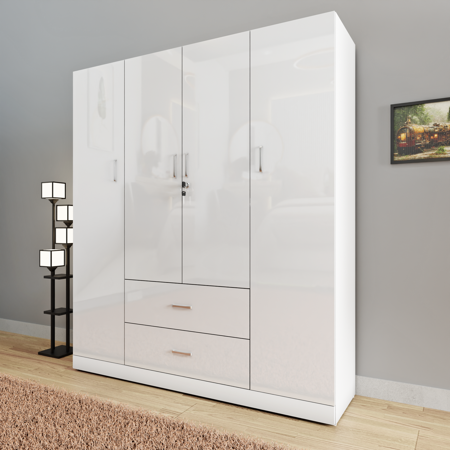 AVIRA |Wardrobe, Hinged | 4 Door, 2 Drawer