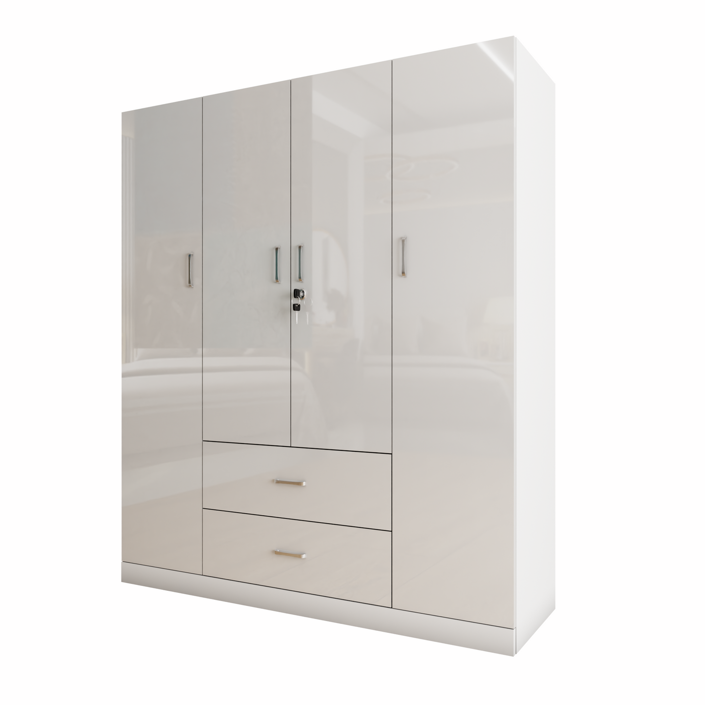 AVIRA |Wardrobe, Hinged | 4 Door, 2 Drawer