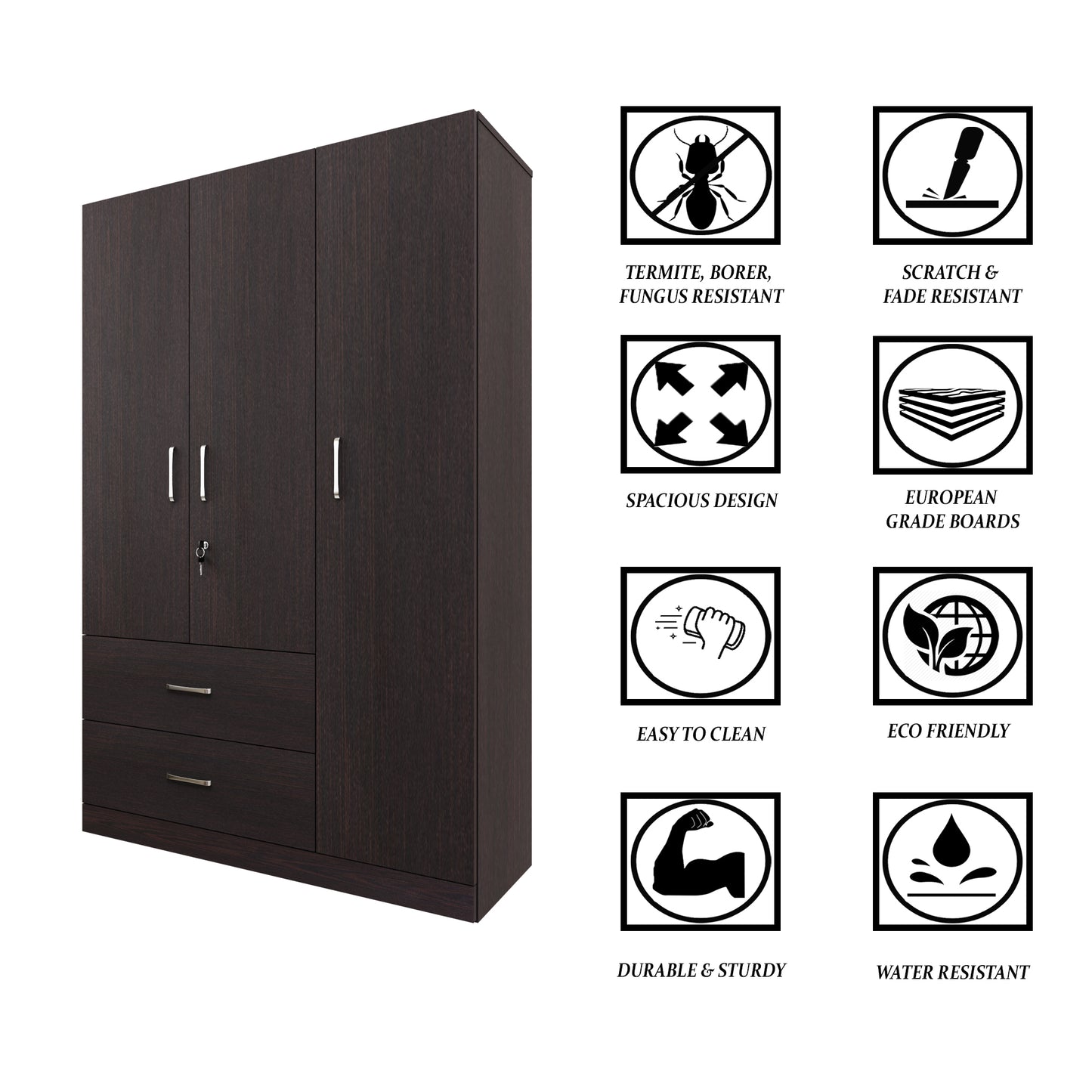AVIRA | Wardrobe , Hinged | 3 Door, 2 Drawer Wardrobes VIKI FURNITURE