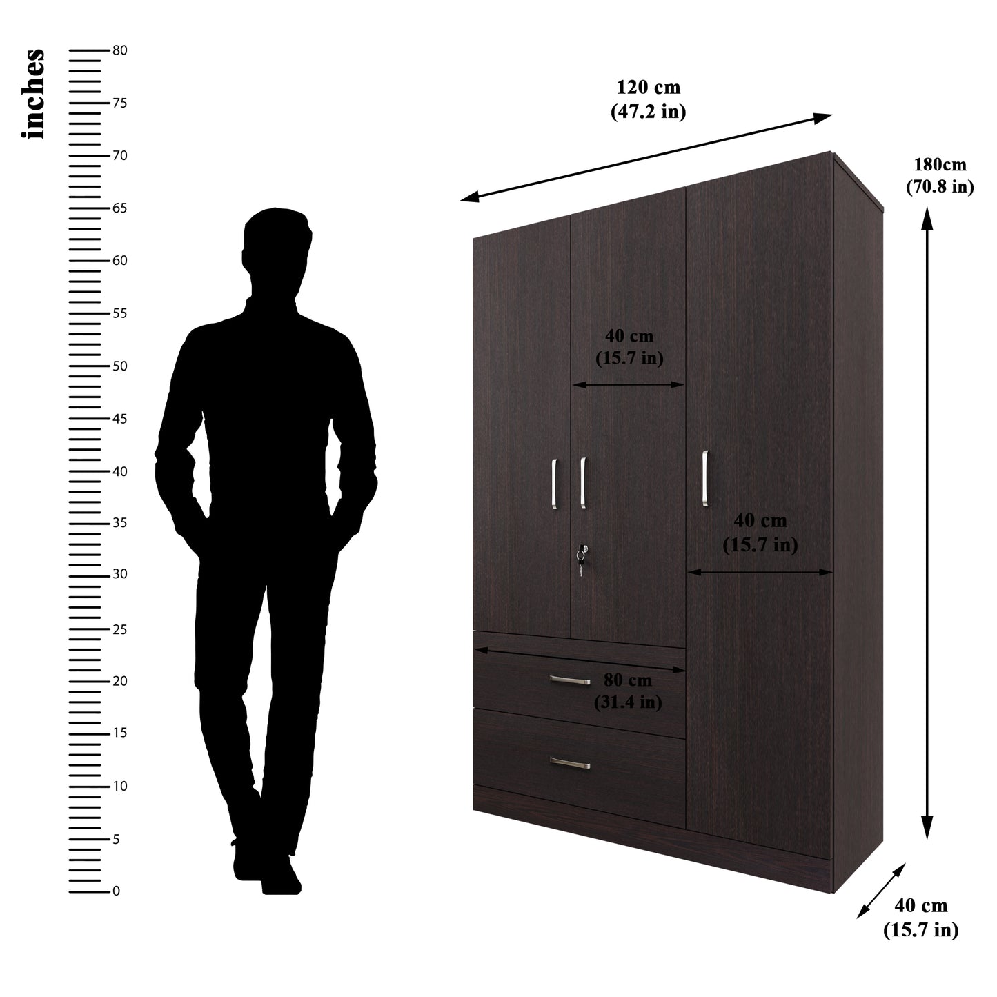 AVIRA | Wardrobe , Hinged | 3 Door, 2 Drawer Wardrobes VIKI FURNITURE