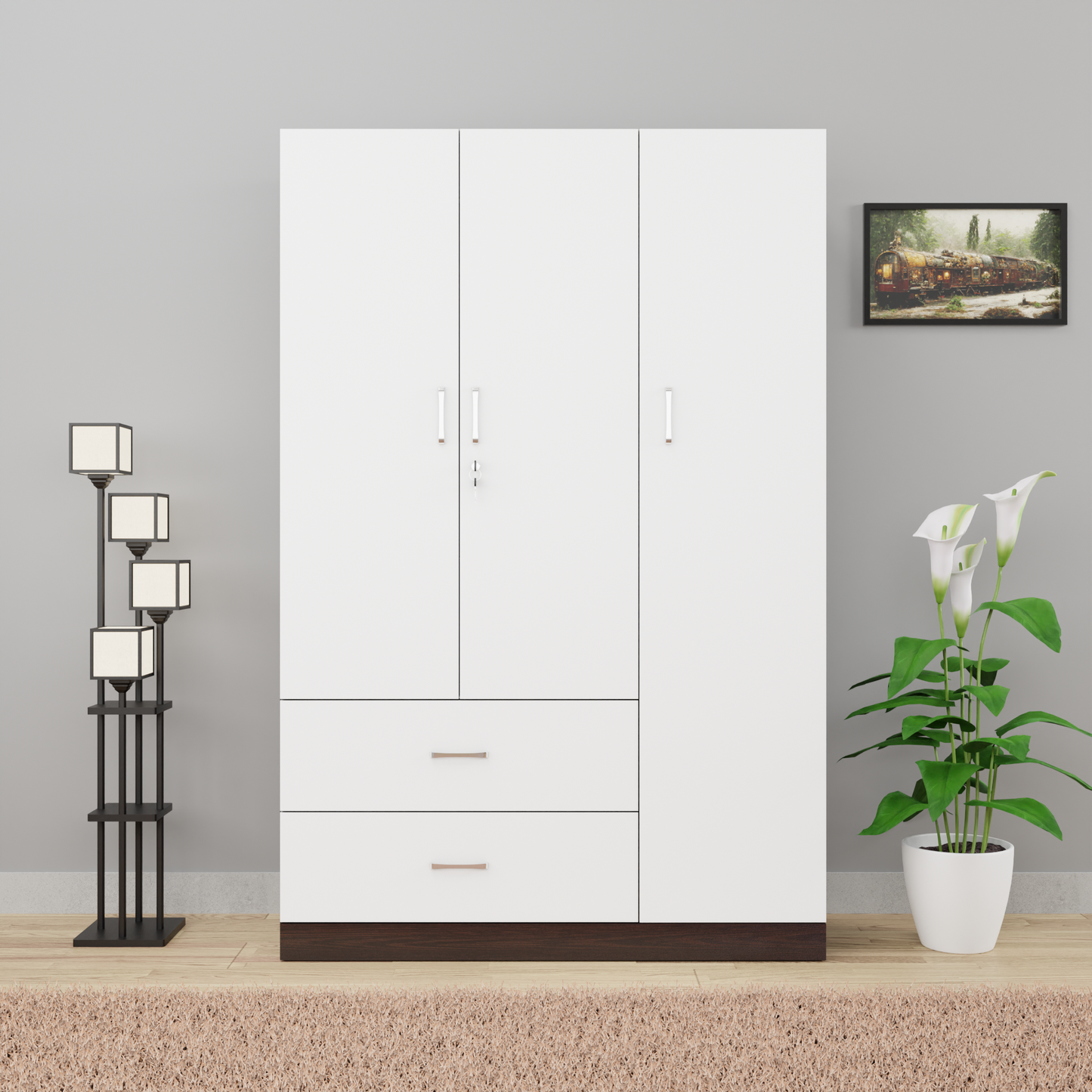 AVIRA | Wardrobe , Hinged | 3 Door, 2 Drawer & Dual Color Wardrobes VIKI FURNITURE   