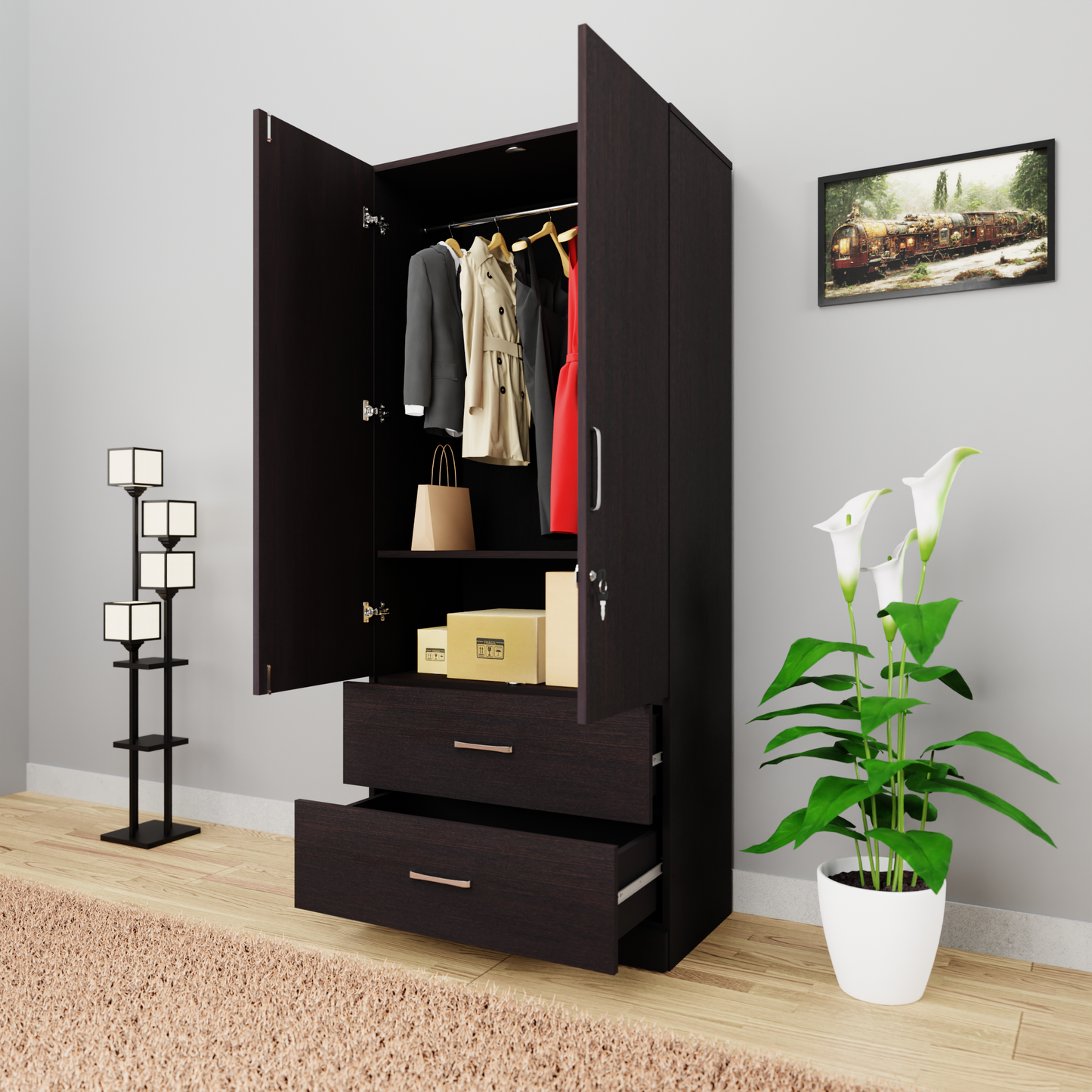 AVIRA | Wardrobe , Hinged | 2 Door, 2 Drawer Wardrobes VIKI FURNITURE