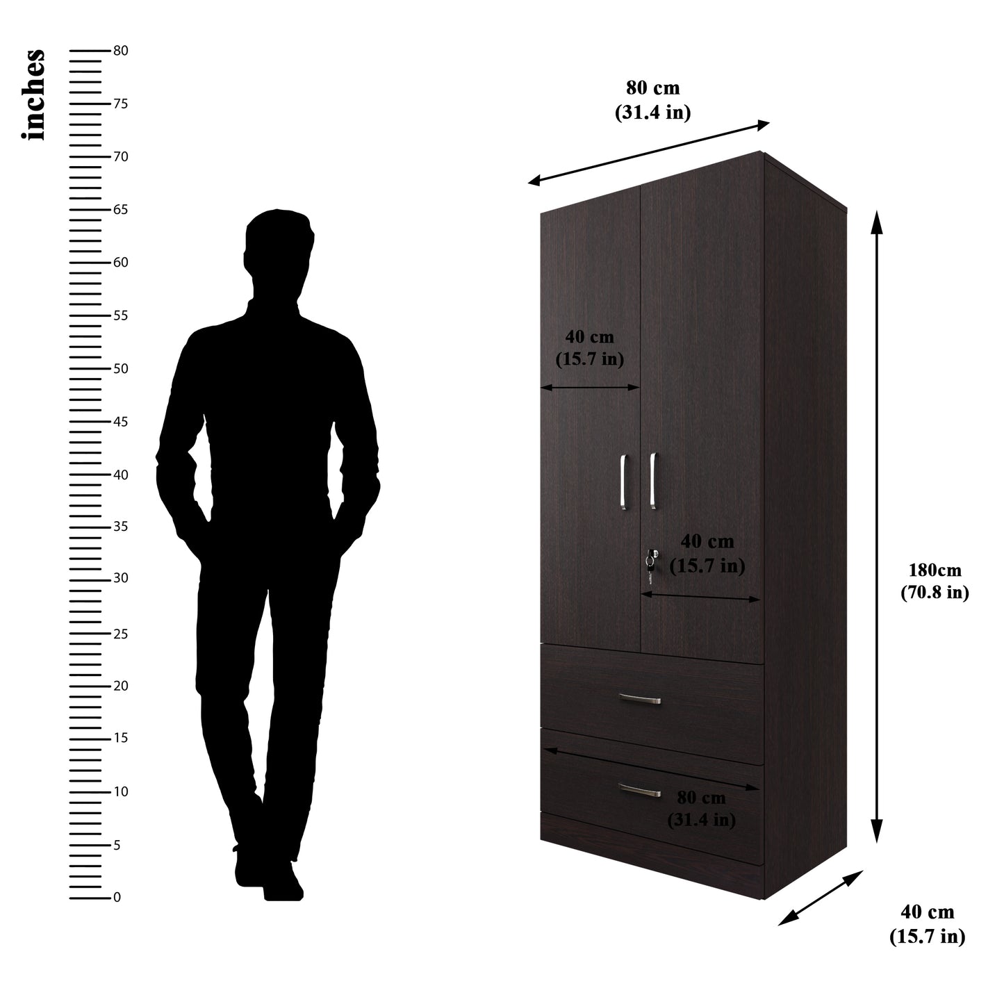 AVIRA | Wardrobe , Hinged | 2 Door, 2 Drawer Wardrobes VIKI FURNITURE