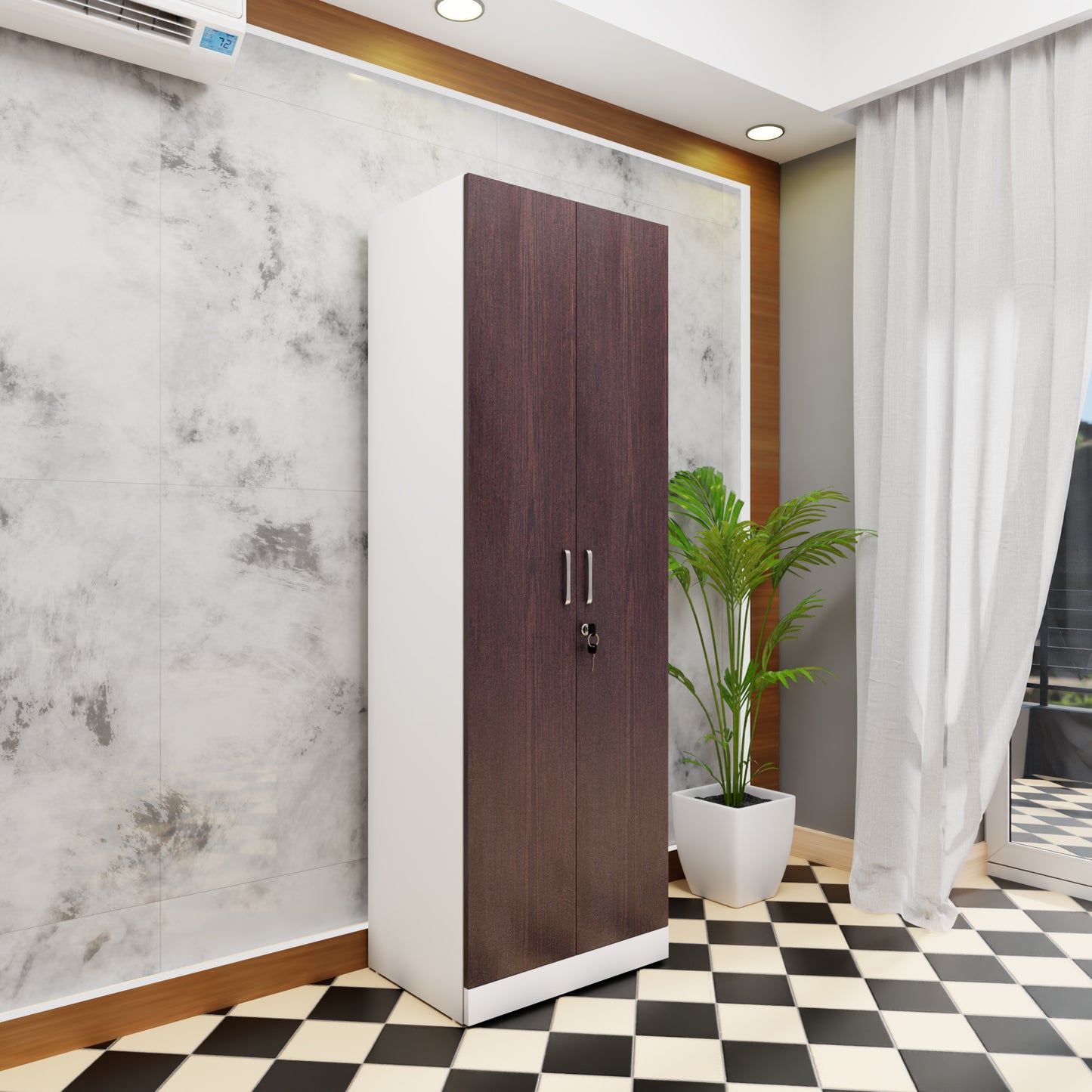AVIRA |Wardrobe, Hinged | 2 Door & Dual Color Wardrobes VIKI FURNITURE Frosty White & Dark Wenge