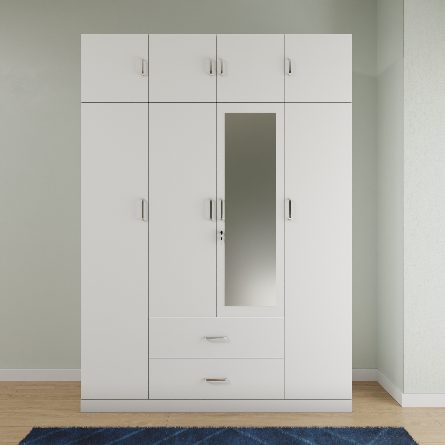 AVIRA |Wardrobe with Mirror, Hinged | 4 Door, 2 Drawer with loft Wardrobes VIKI FURNITURE   