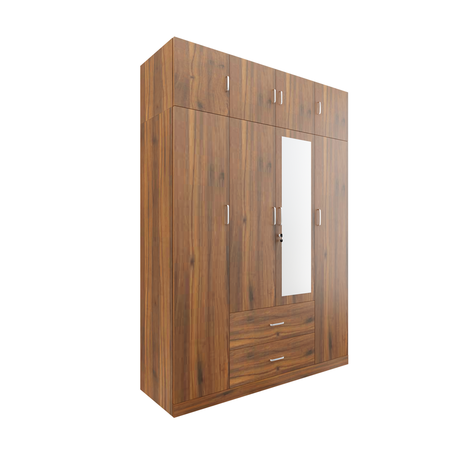 AVIRA |Wardrobe with Mirror, Hinged | 4 Door, 2 Drawer with loft Wardrobes VIKI FURNITURE