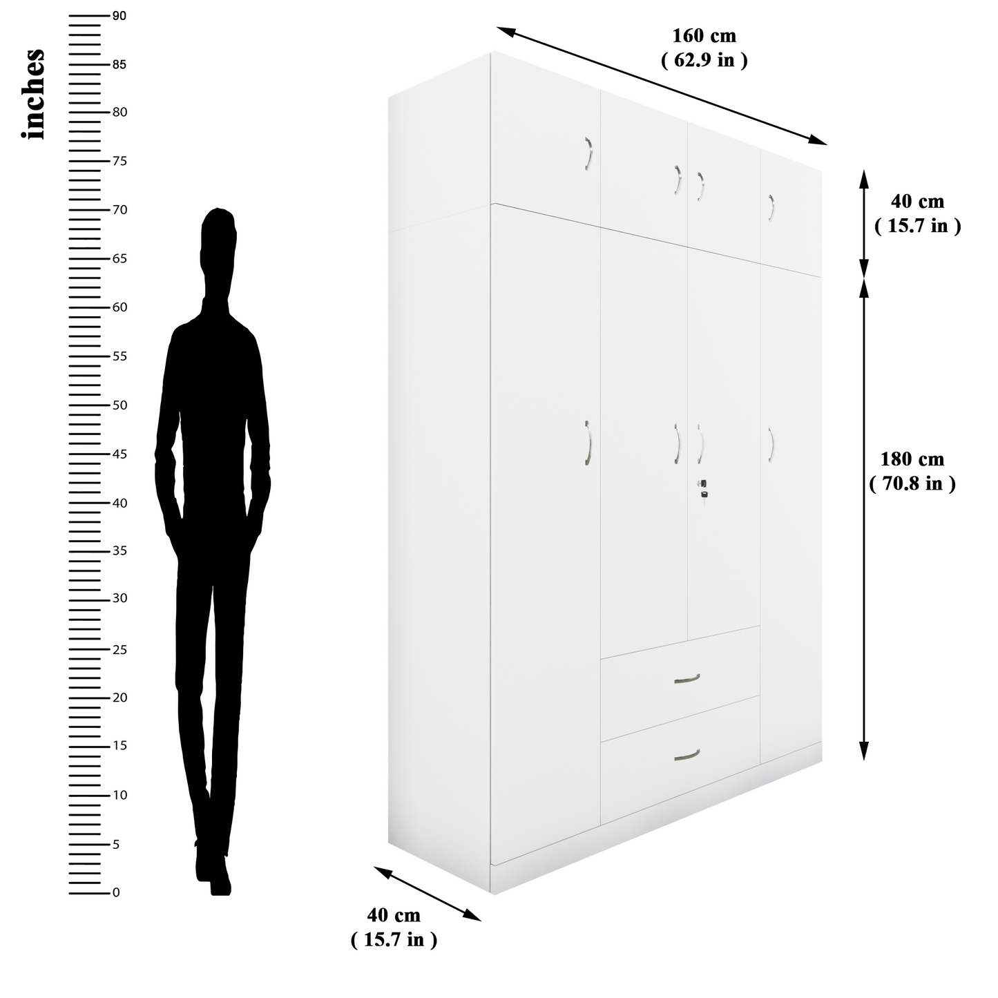 AVIRA |Wardrobe , Hinged | 4 Door, 2 Drawer with loft Wardrobes VIKI FURNITURE