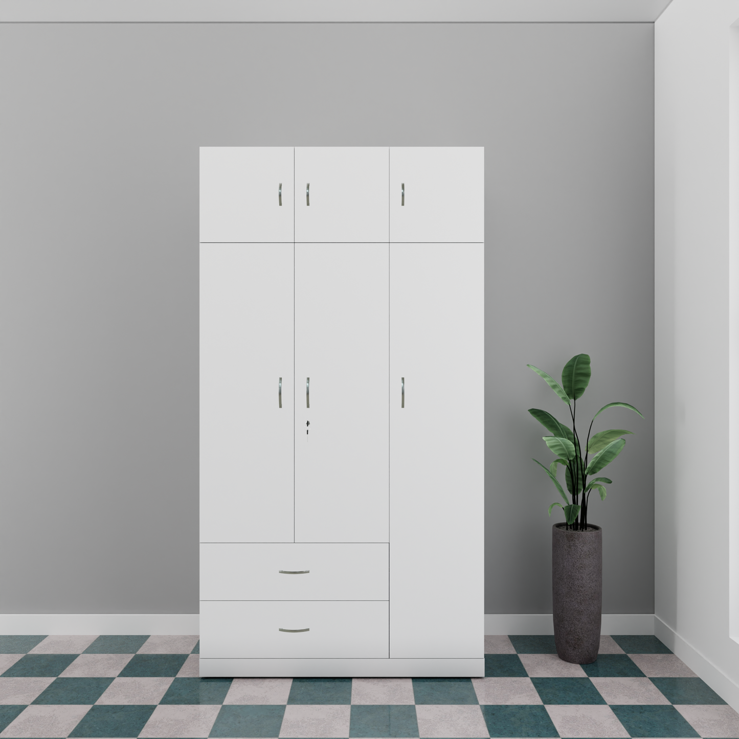 AVIRA |Wardrobe , Hinged | 3 Door, 2 Drawer with loft Wardrobes VIKI FURNITURE