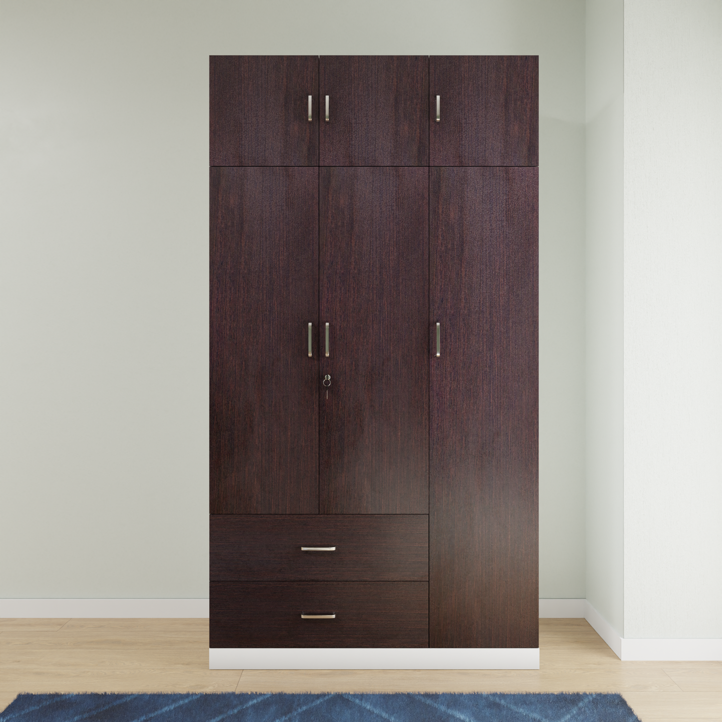 AVIRA |Wardrobe , Hinged | 3 Door, 2 Drawer with loft & Dual Color Wardrobes VIKI FURNITURE