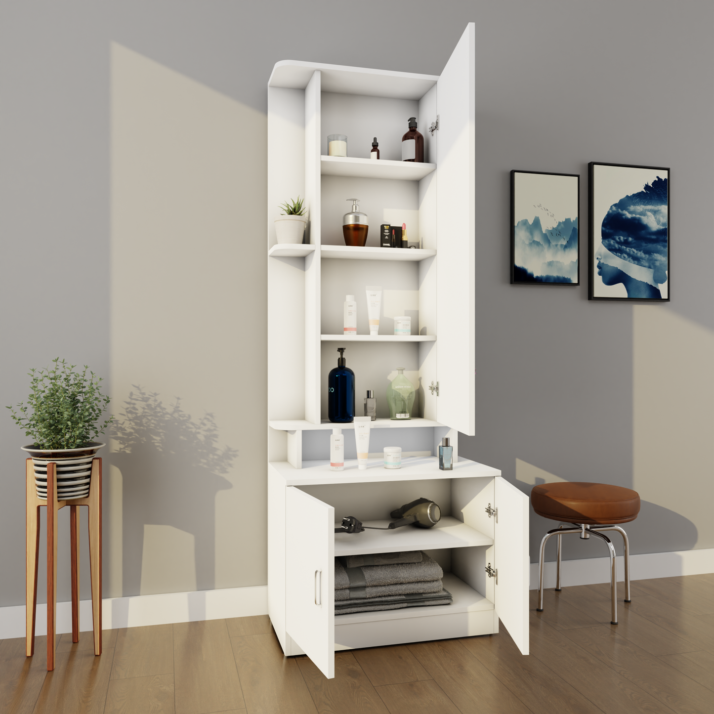 Dressing Table with Mirror Door | Double Door & Shelves Dressing Table VIKI FURNITURE   