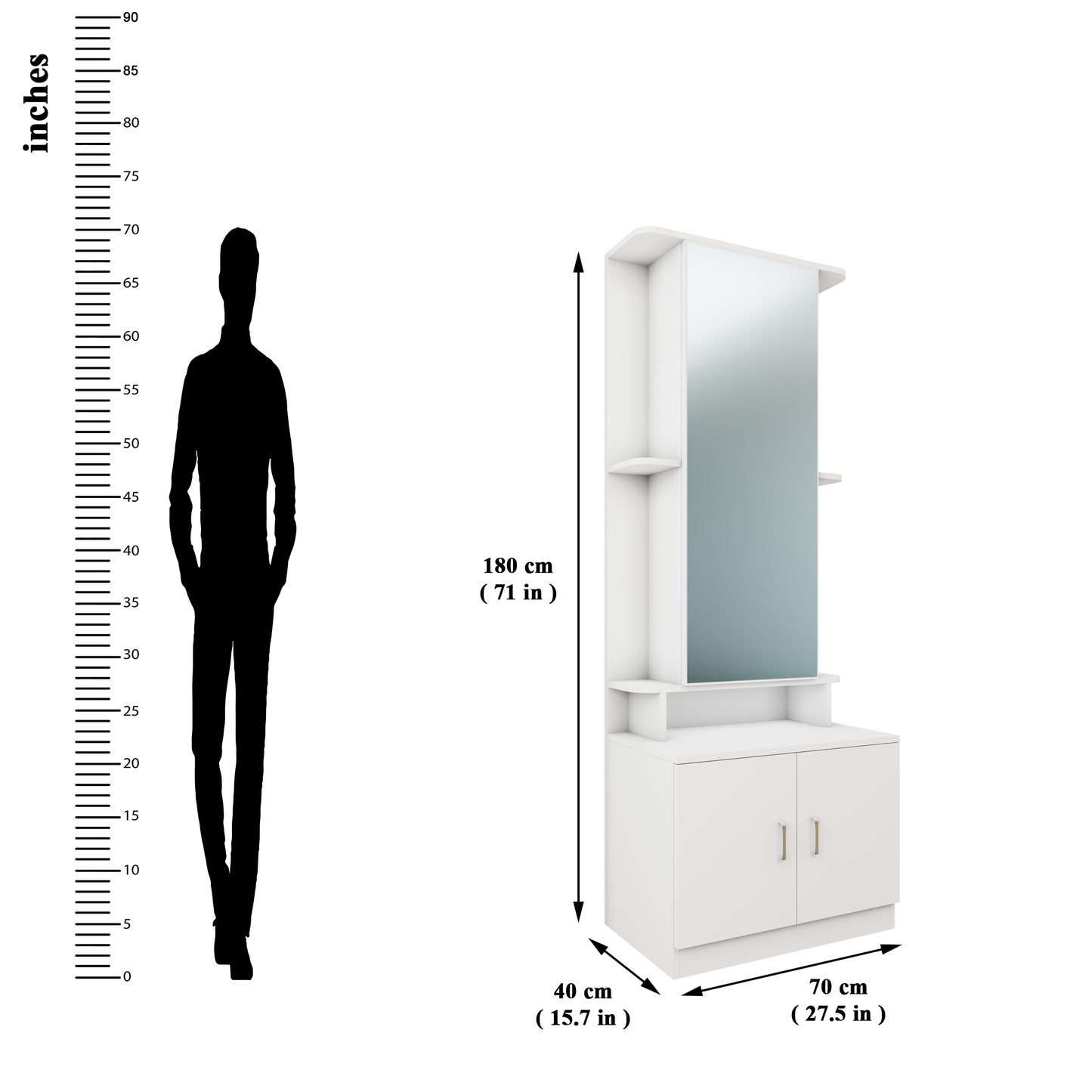 Dressing Table with Mirror Door | Double Door & Shelves Dressing Table VIKI FURNITURE