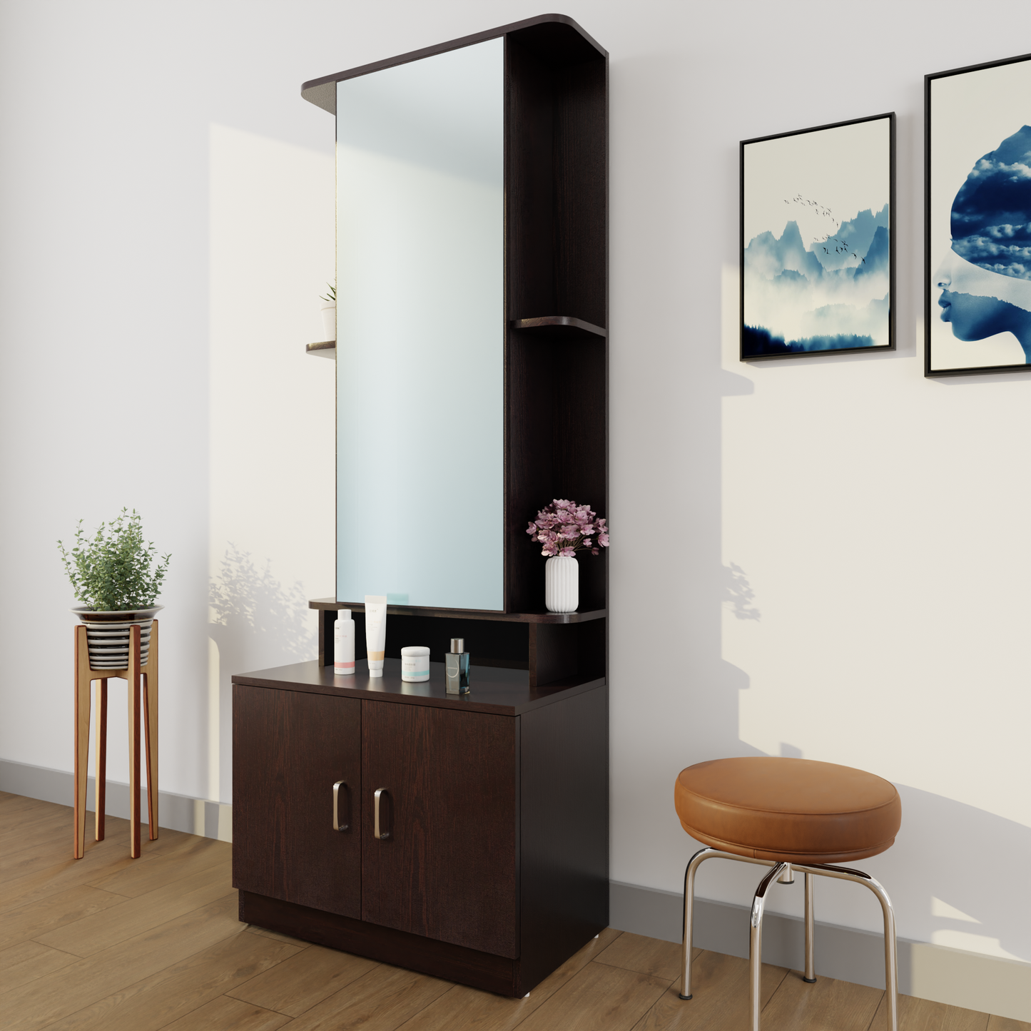 Dressing Table with Mirror Door | Double Door & Shelves Dressing Table VIKI FURNITURE   