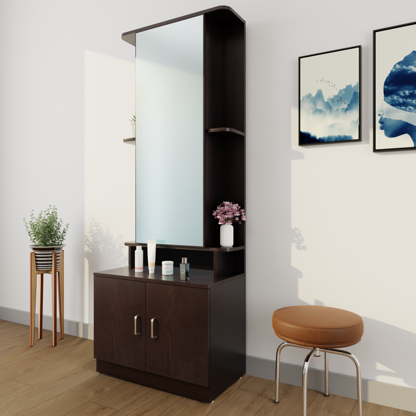 TV Unit | 2 Door, Open Shelves | Single Color TV & Entertainment Unit VIKI FURNITURE