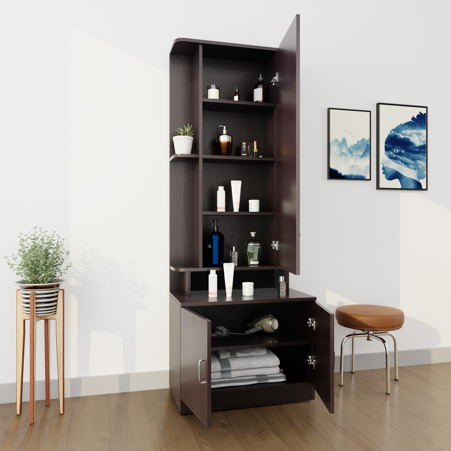 TV Unit | 1 Drawer, Shelf, Open Shelves & Extension | Single Color TV & Entertainment Unit VIKI FURNITURE
