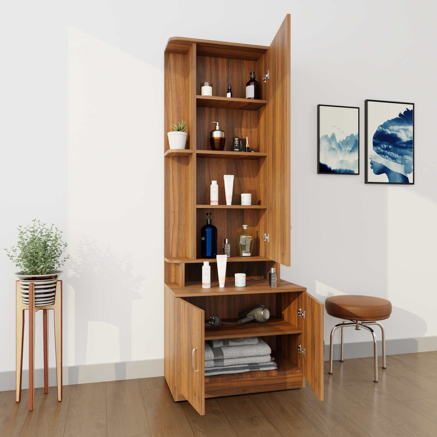 TV Unit | 1 Drawer, Shelf, Open Shelves & Extension | Dual Color TV & Entertainment Unit VIKI FURNITURE
