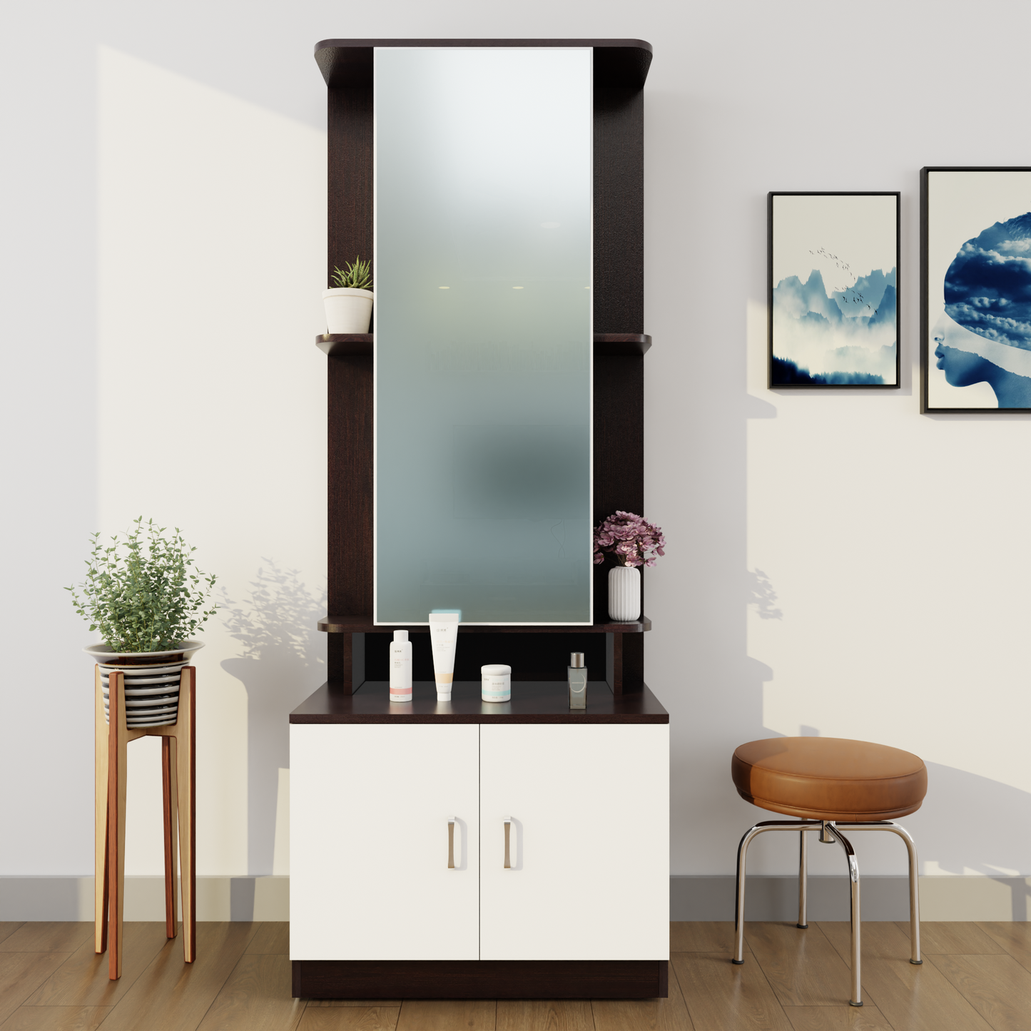 TV Unit | 2 Door, Open Shelves | Single Color TV & Entertainment Unit VIKI FURNITURE