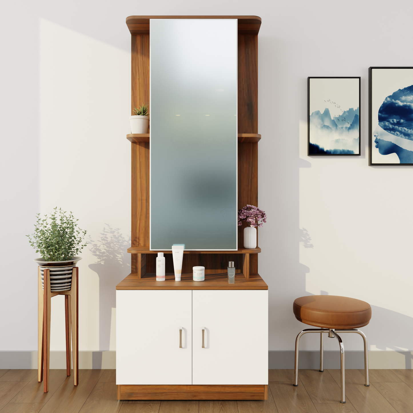 TV Unit | 2 Door, Open Shelves | Single Color TV & Entertainment Unit VIKI FURNITURE