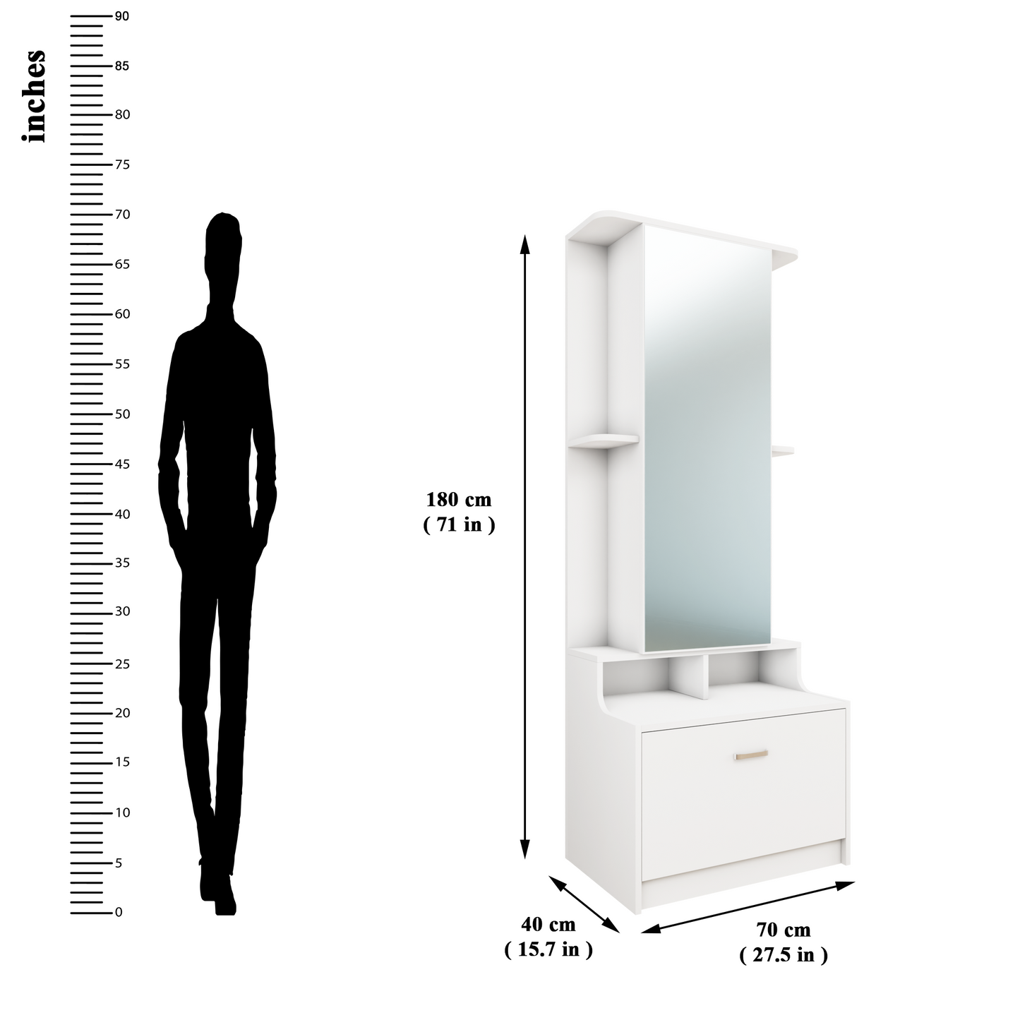 Dressing Table with Mirror Door | Drawer & Shelves Dressing Table VIKI FURNITURE